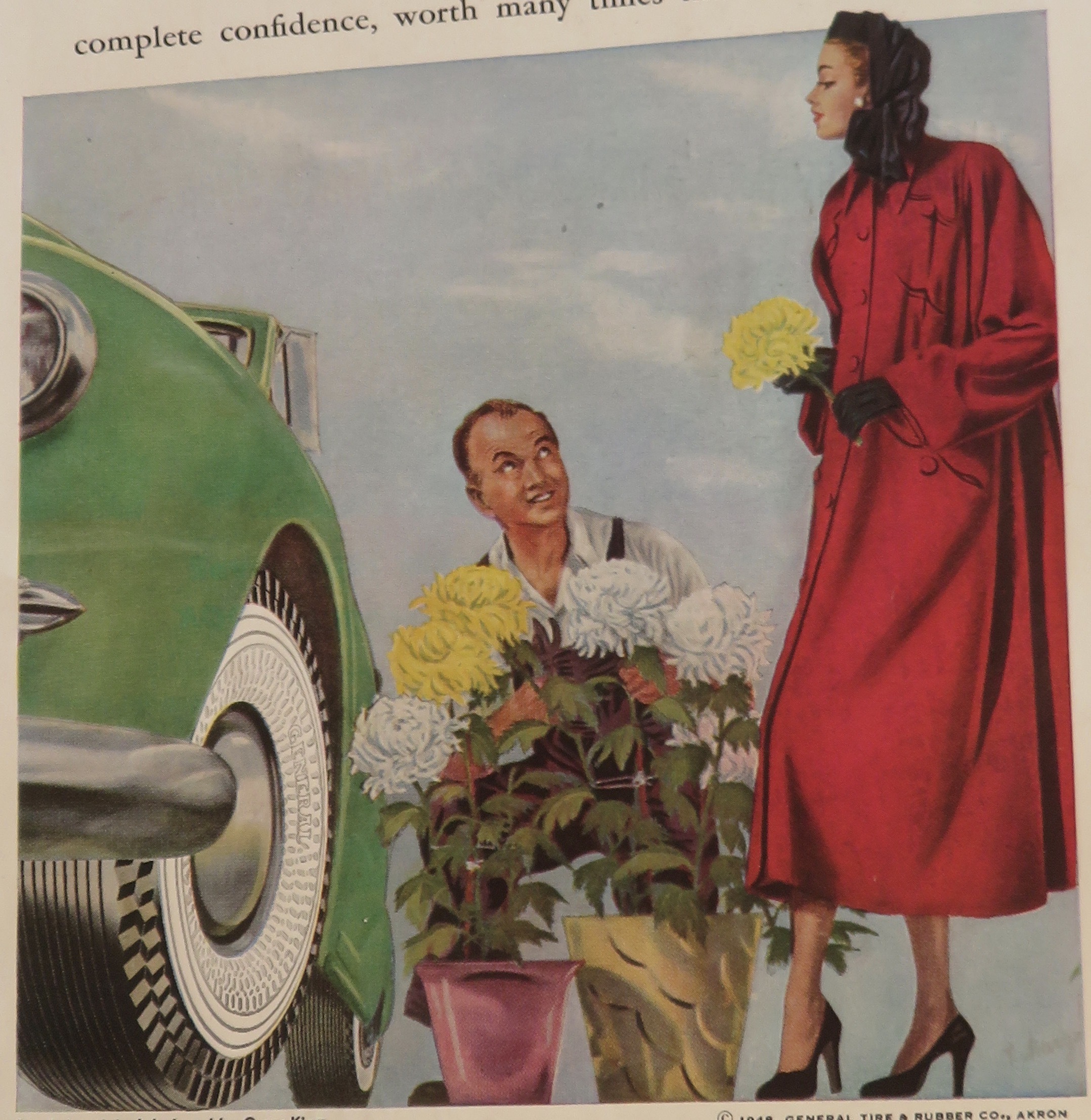 1948 General Squeegee Tire with Woman & Flowers