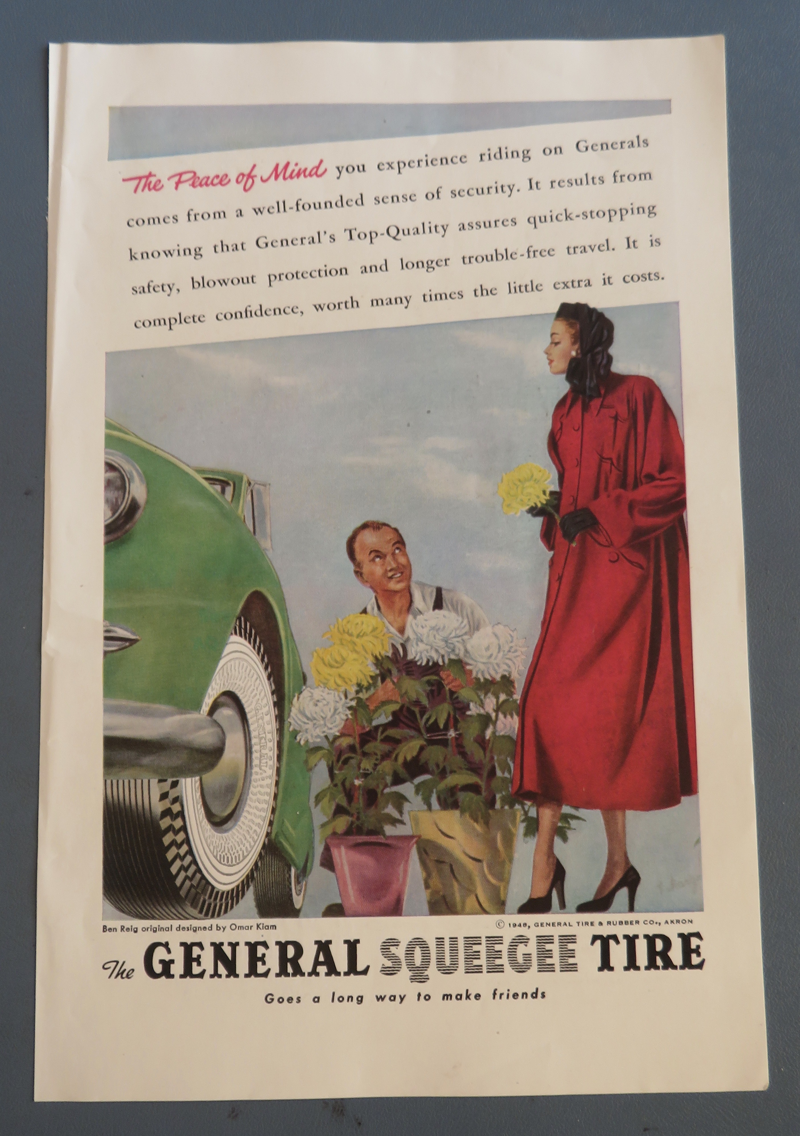 1948 General Squeegee Tire with Woman & Flowers