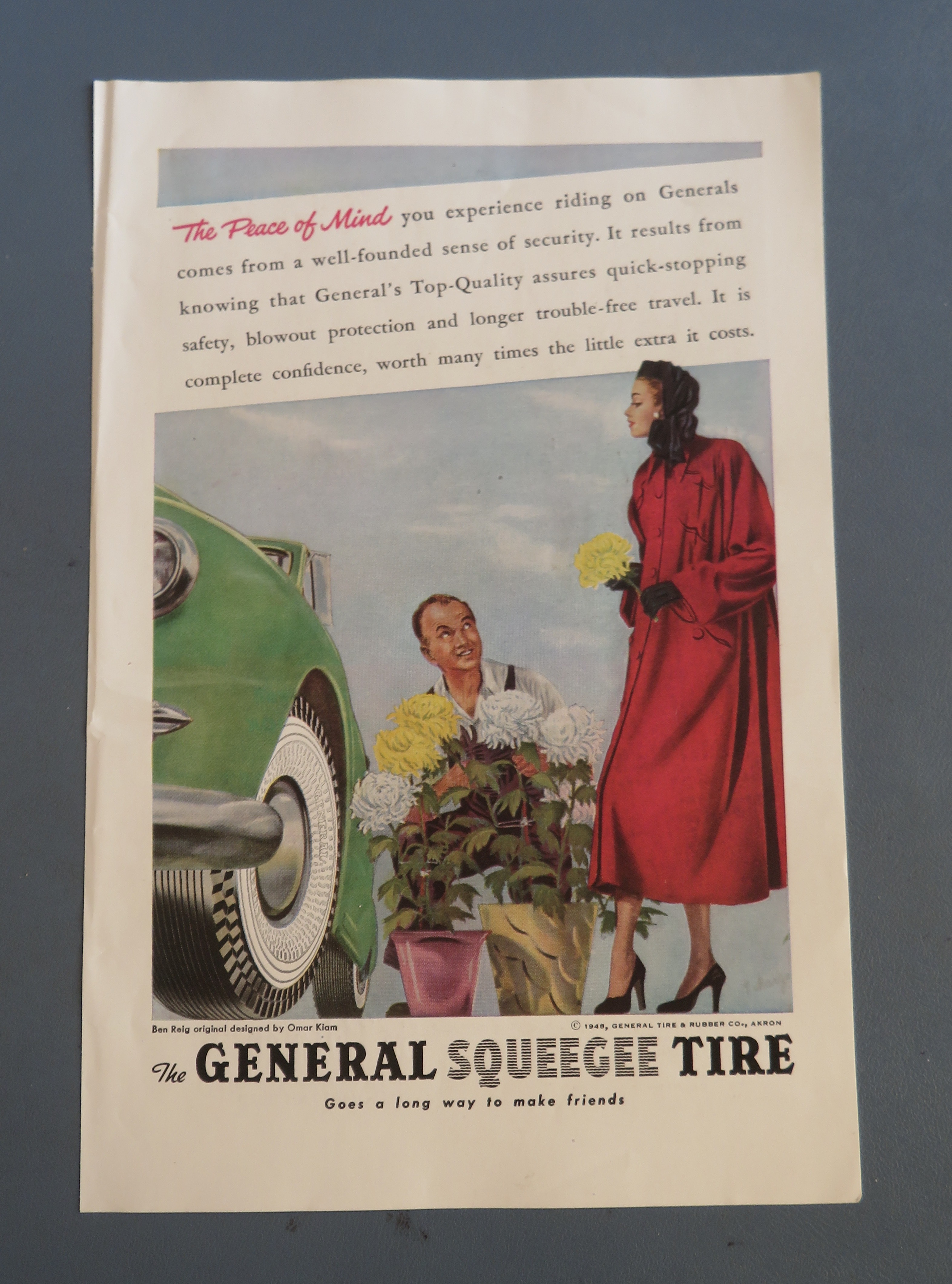 1948 General Squeegee Tire with Woman & Flowers