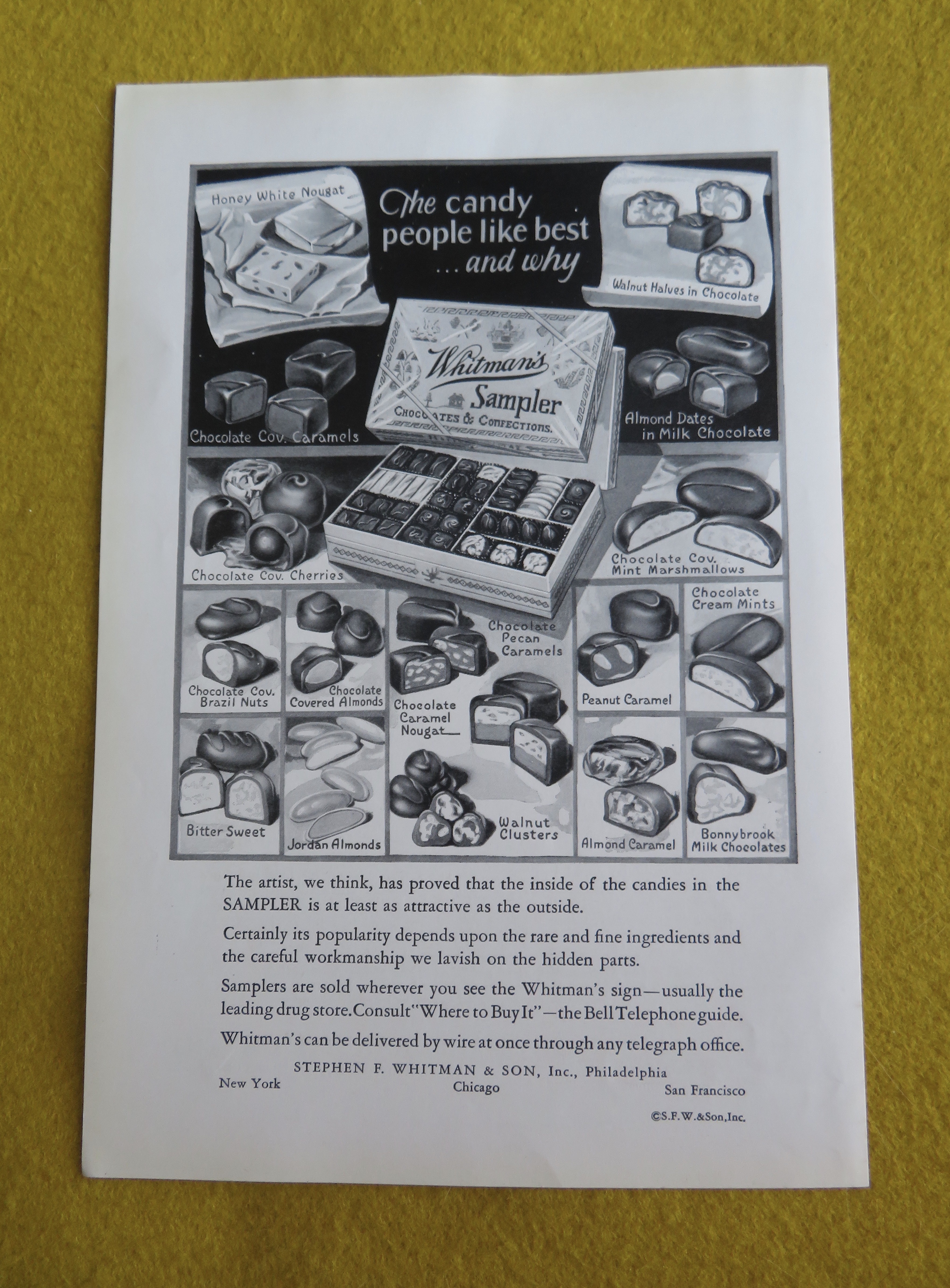 1930 Whitman's Sampler Chocolates with Variety Of Candy