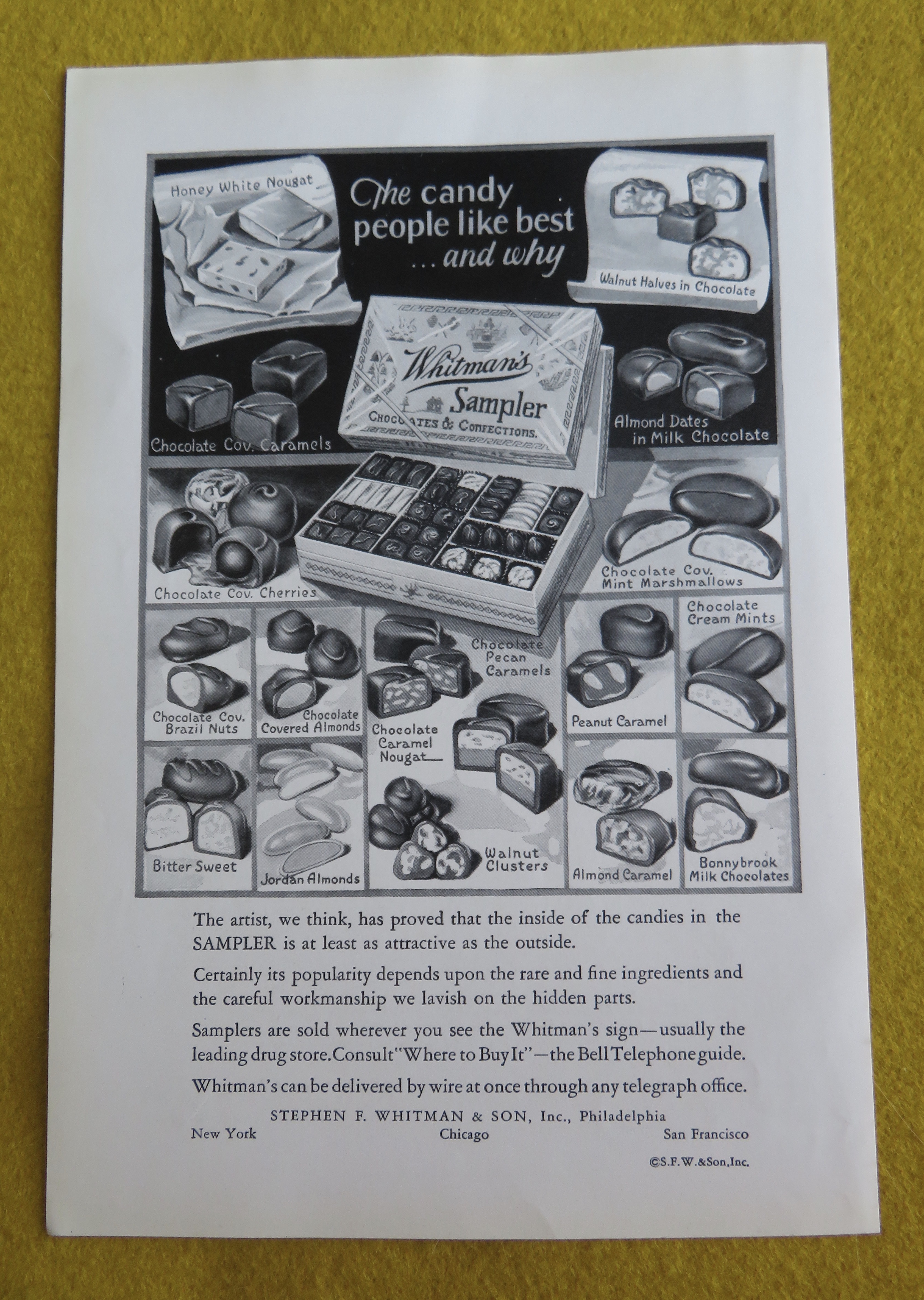 1930 Whitman's Sampler Chocolates with Variety Of Candy