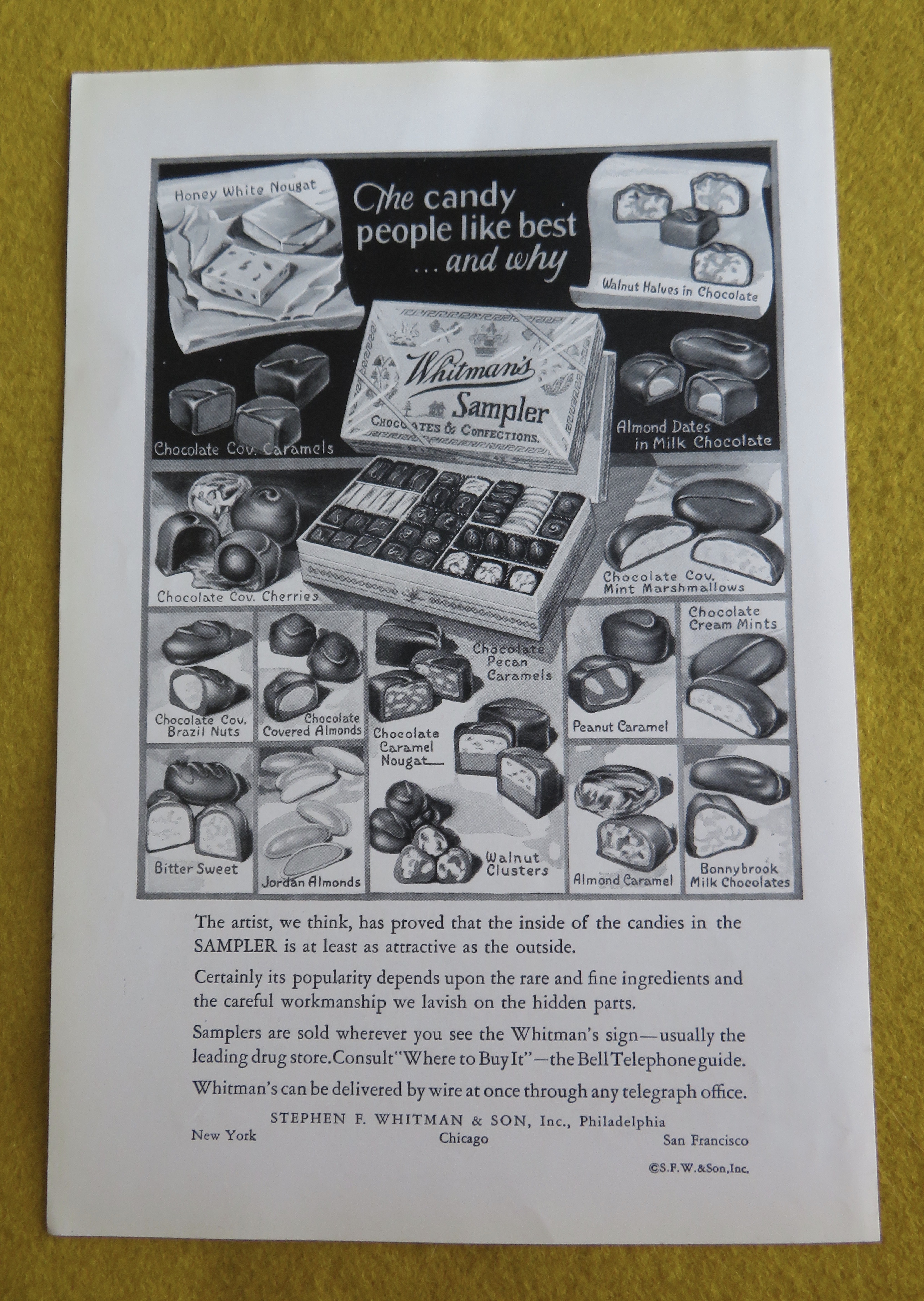 1930 Whitman's Sampler Chocolates with Variety Of Candy