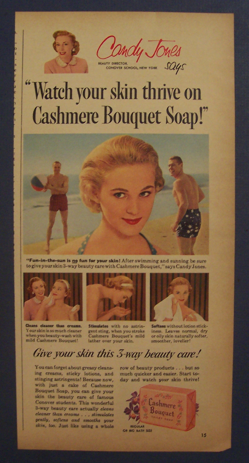 1956 Cashmere Bouquet Toilet Soap with Candy Jones