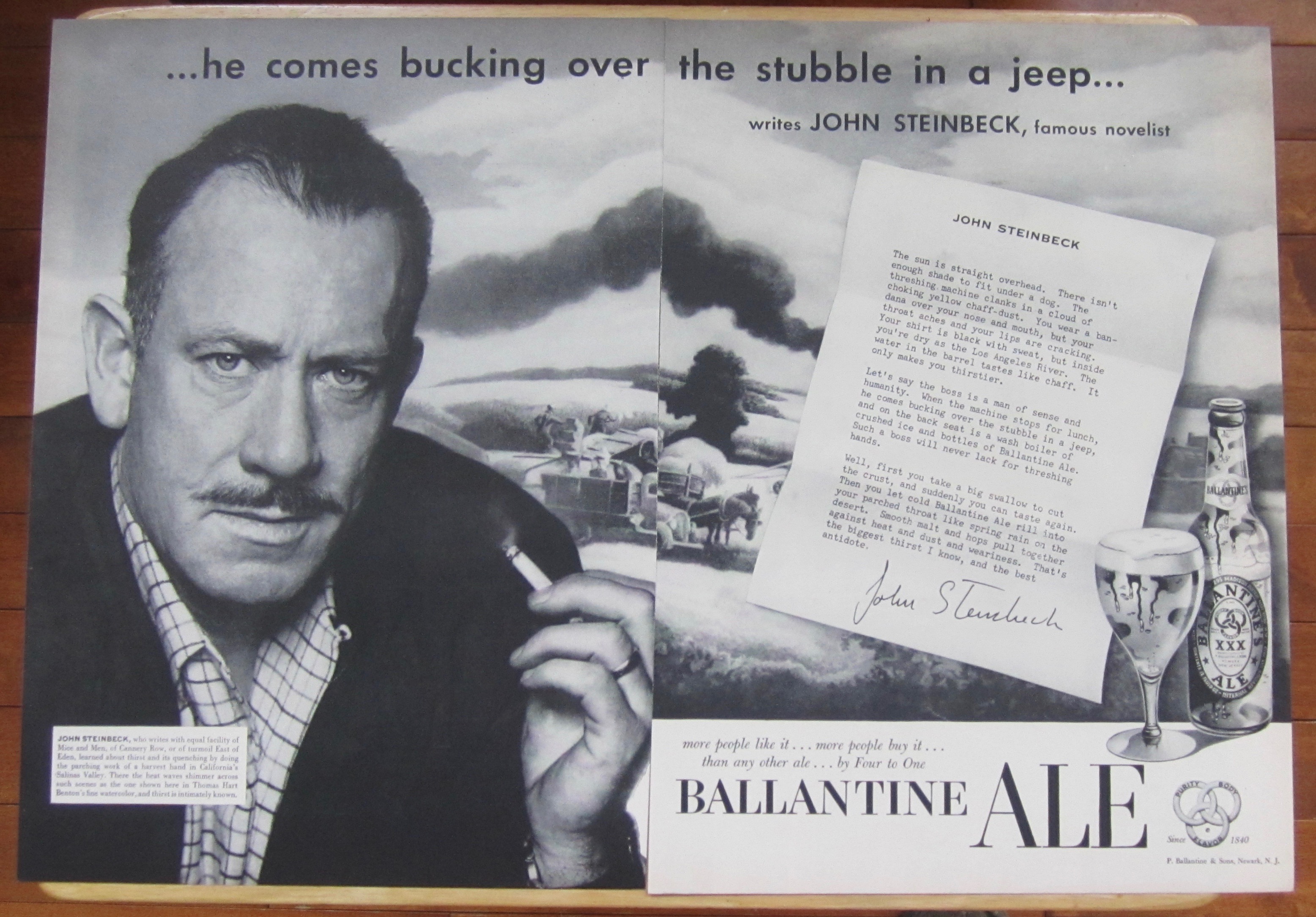 1953 Ballantine Ale with Author John Steinbeck