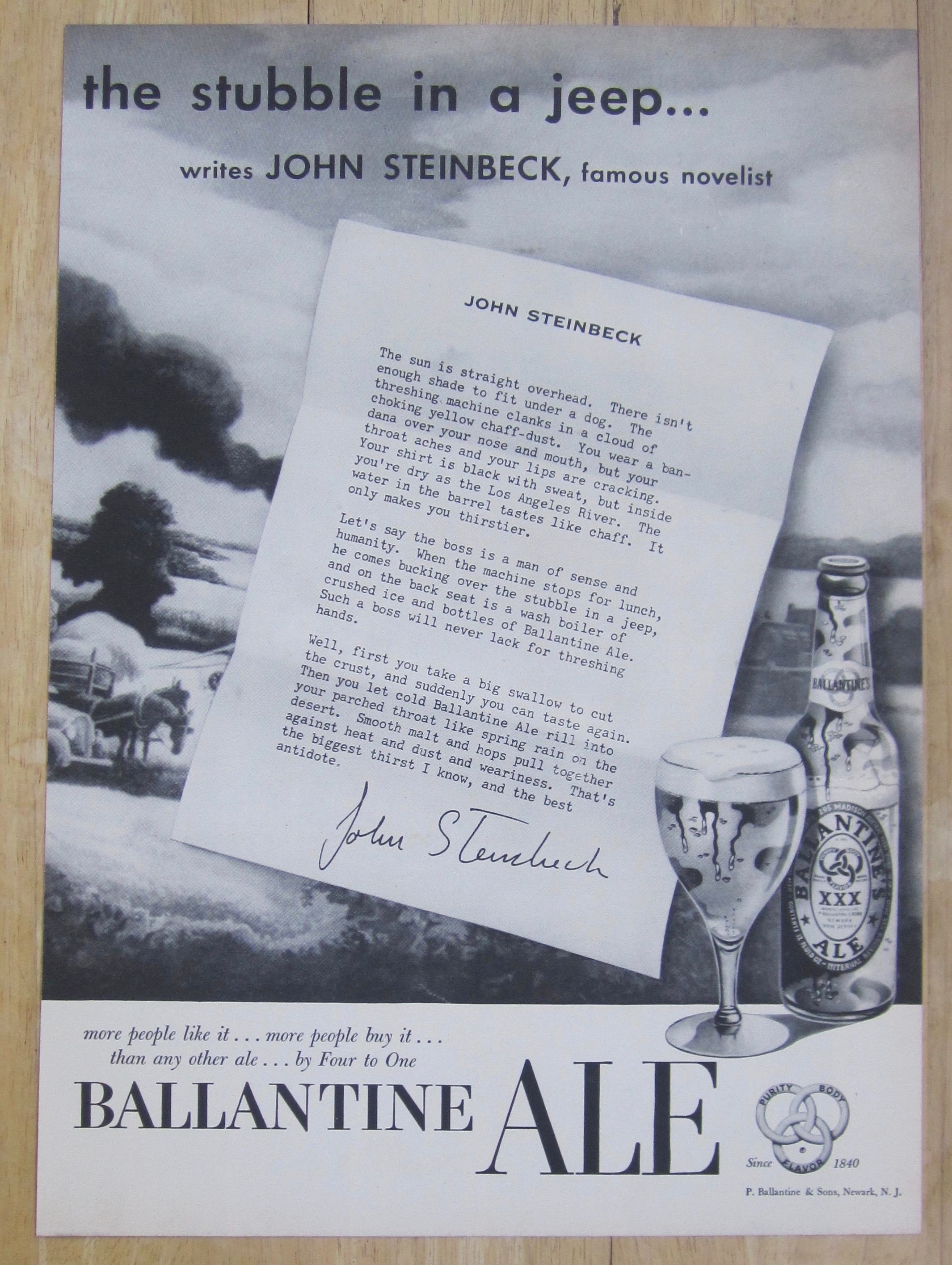 1953 Ballantine Ale with Author John Steinbeck