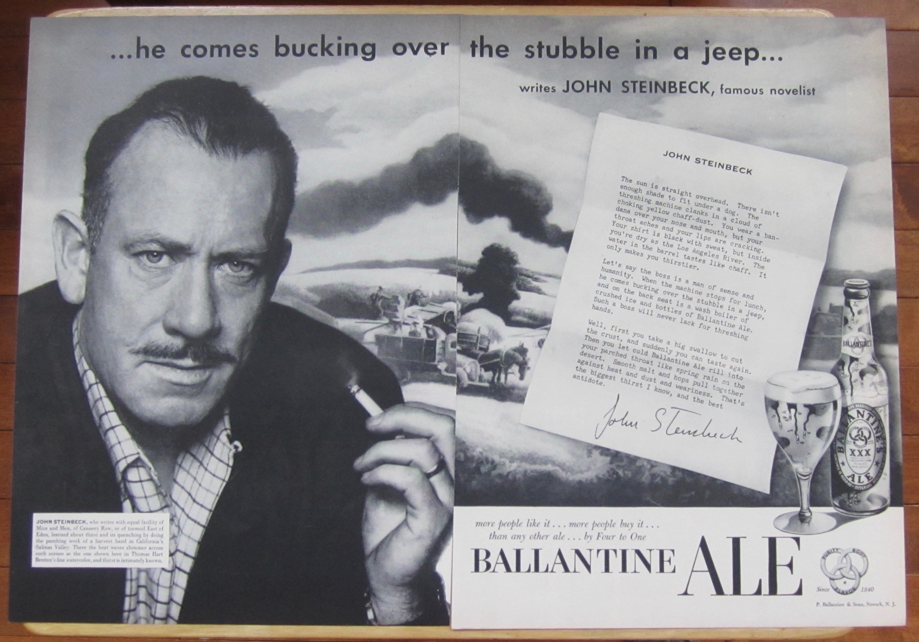 1953 Ballantine Ale with Author John Steinbeck