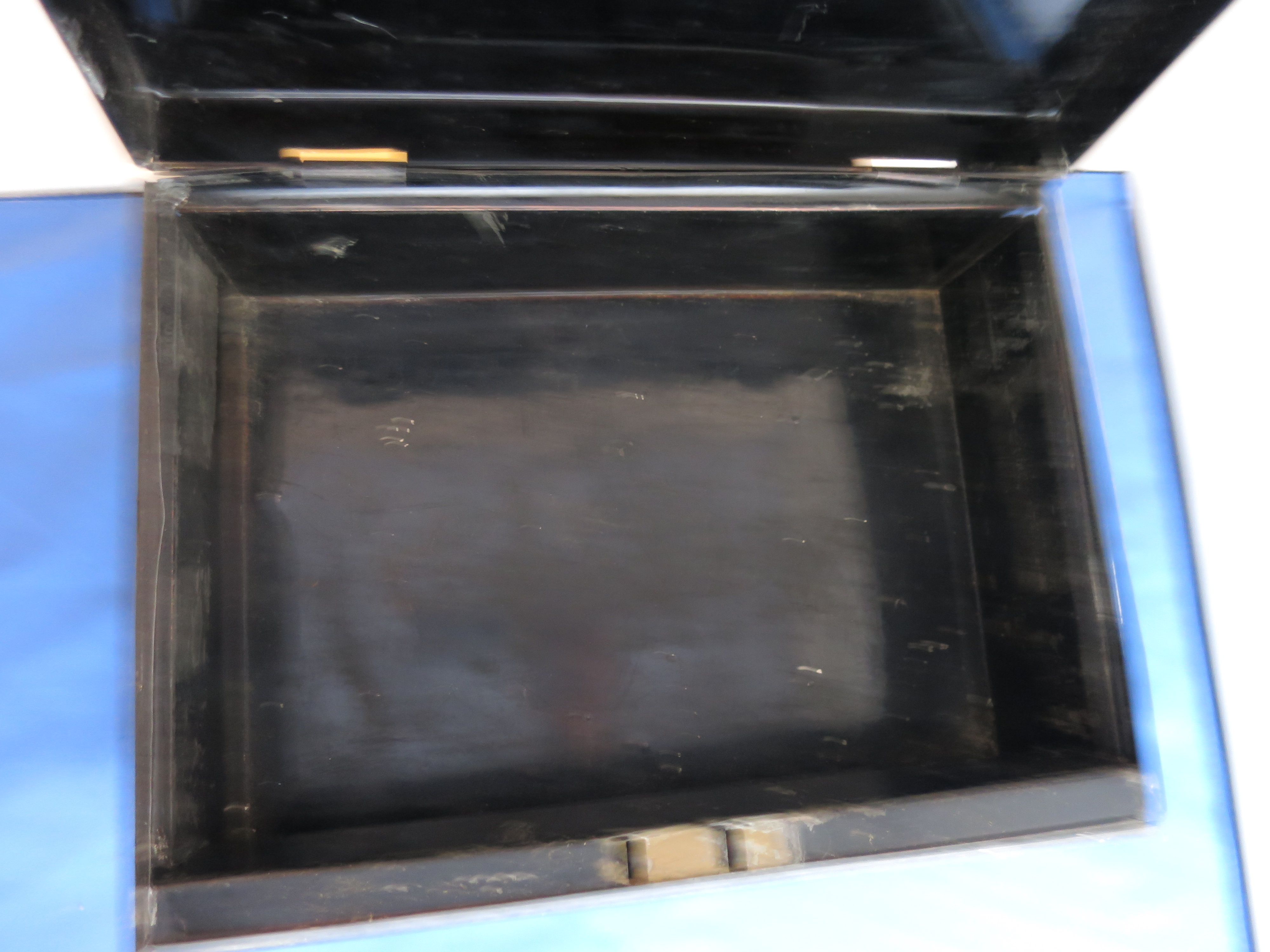 Black Toleware Cash Box Document Box Locking no key