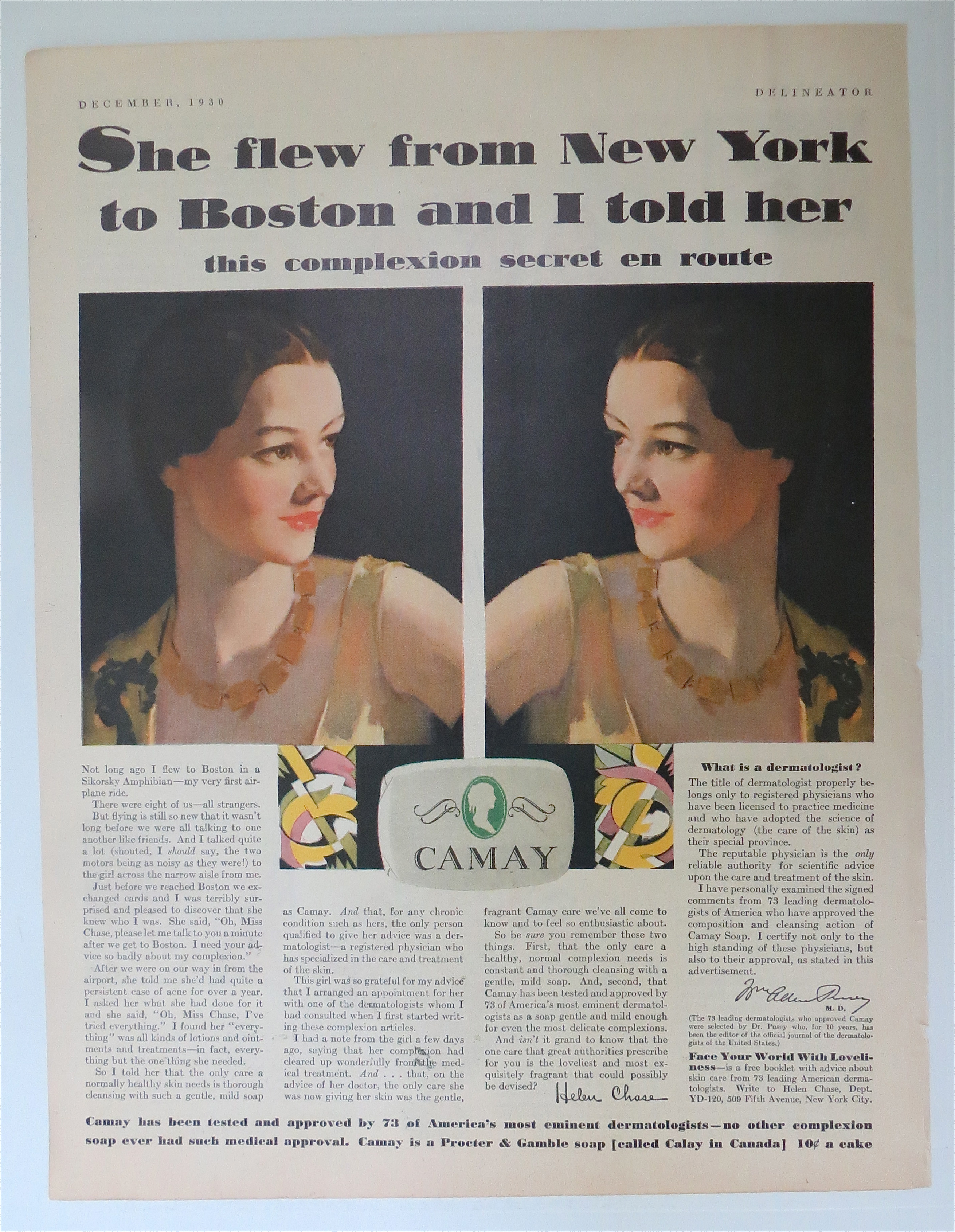 1930 Camay Soap with Two Different Views Of A Woman