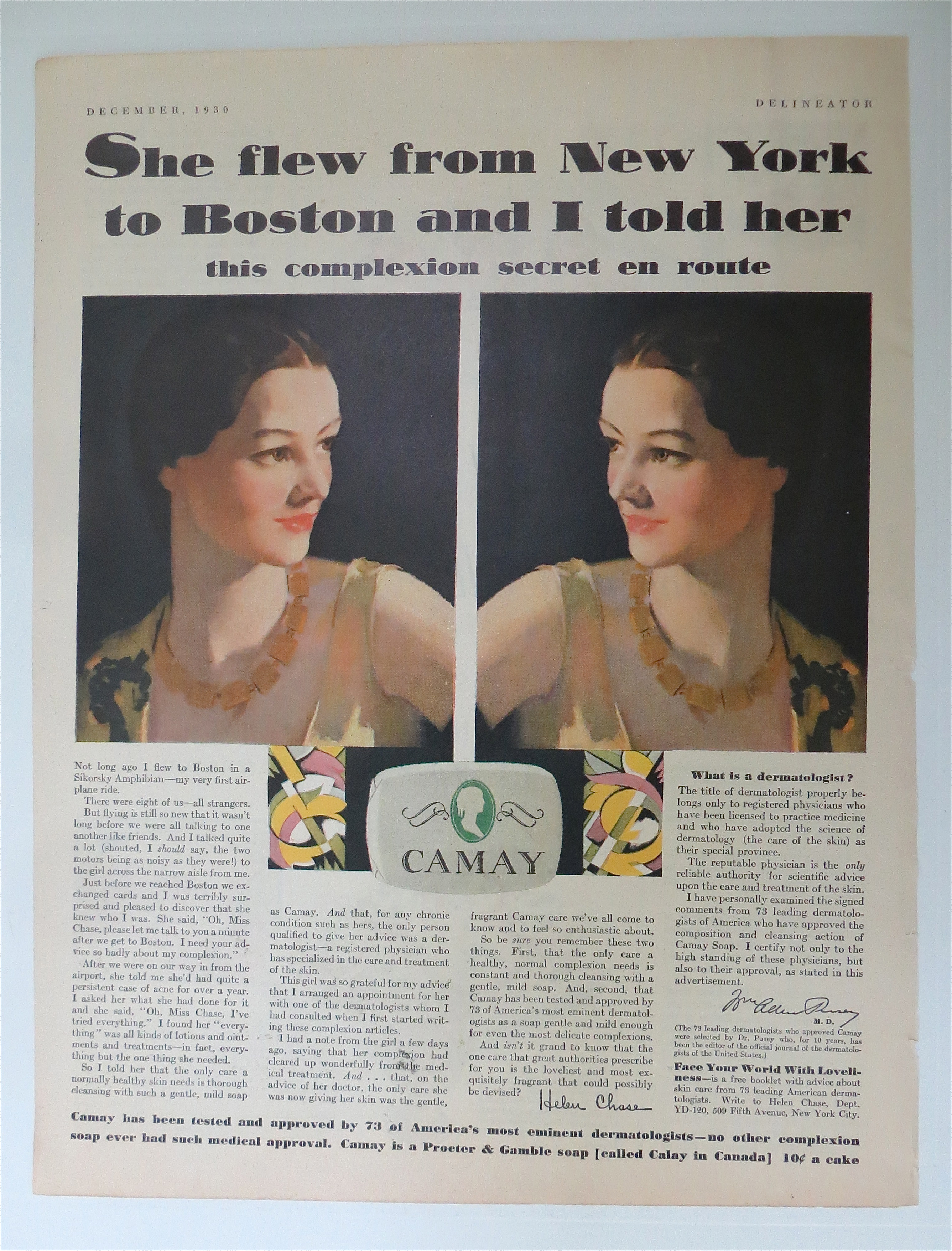1930 Camay Soap with Two Different Views Of A Woman