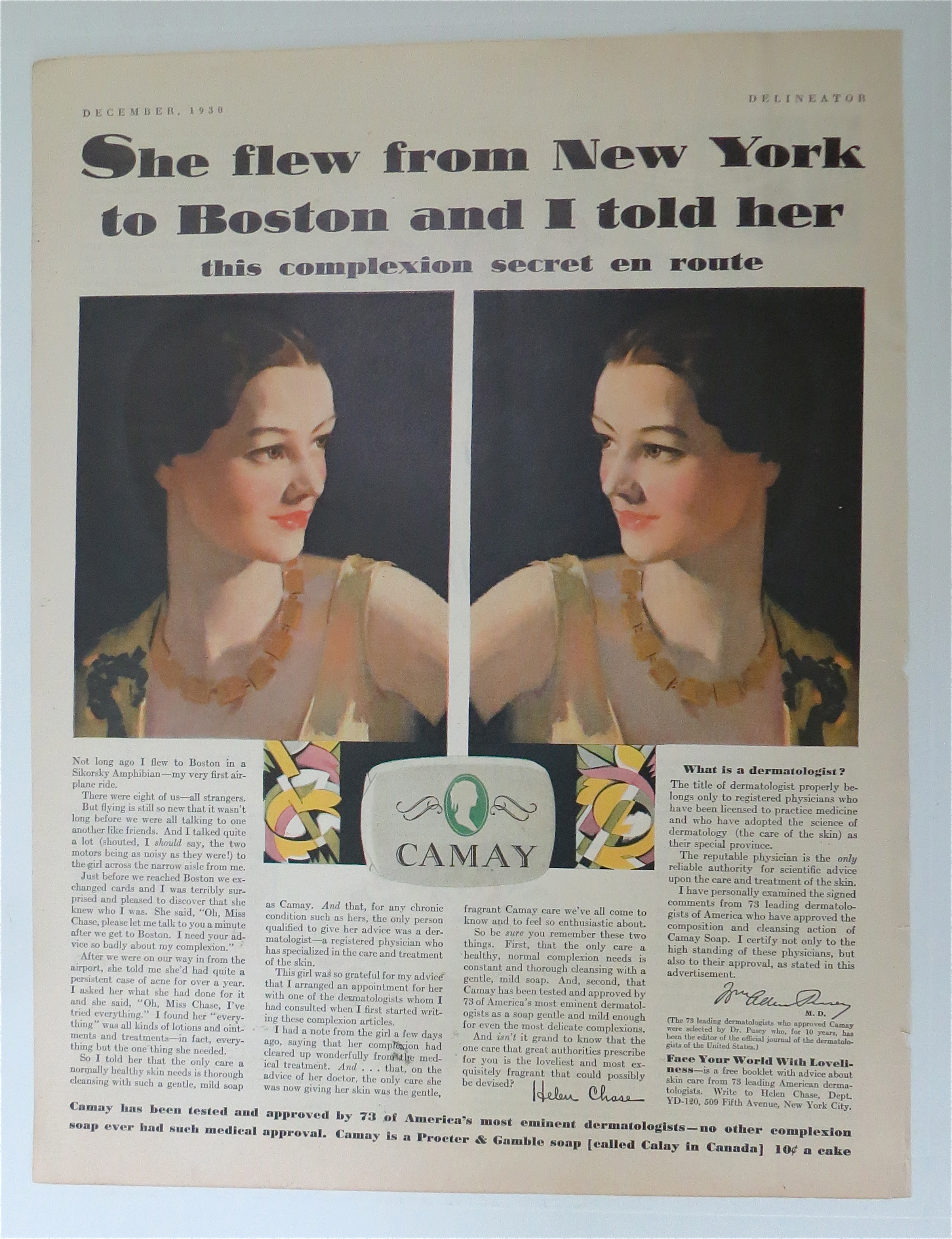 1930 Camay Soap with Two Different Views Of A Woman