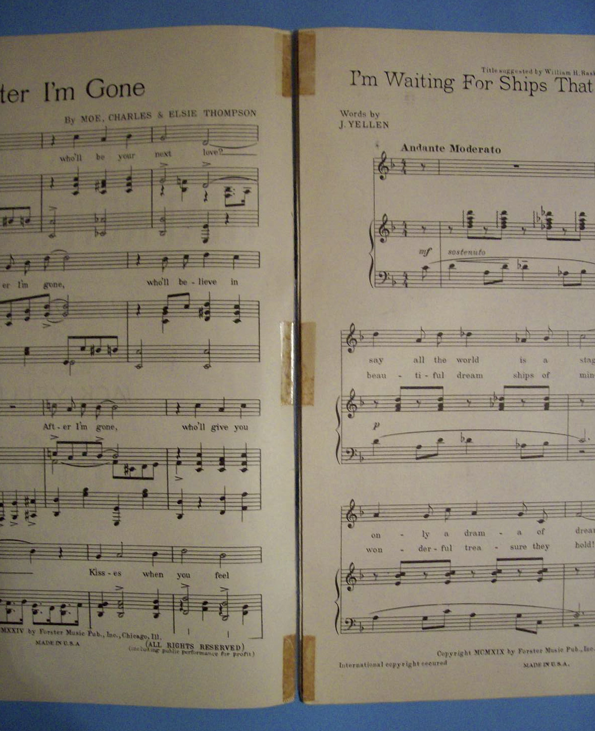 Sheet Music For 1924 I'm Waiting For Ships..