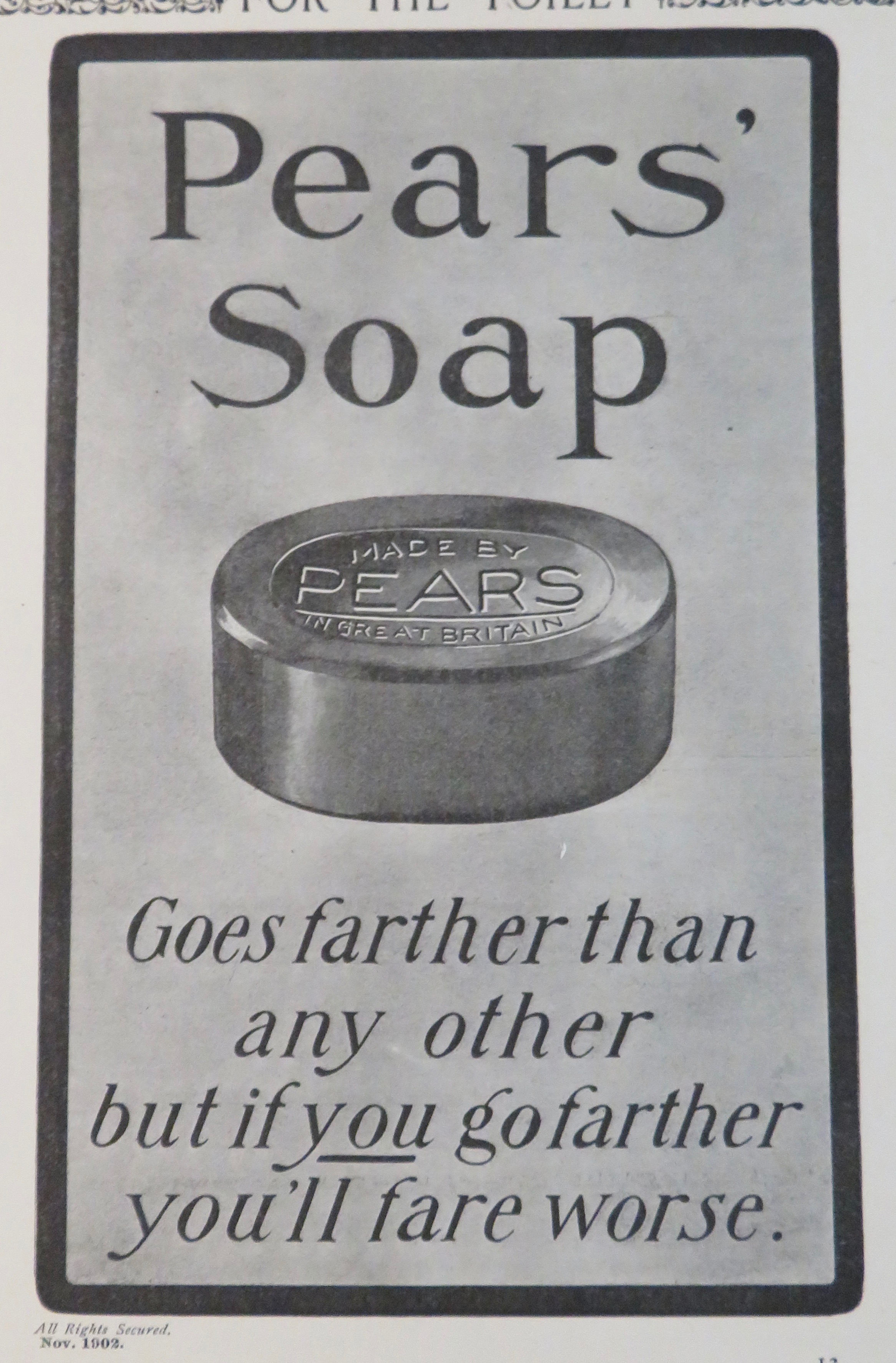 1902 Pear's Soap with a Bar of Soap
