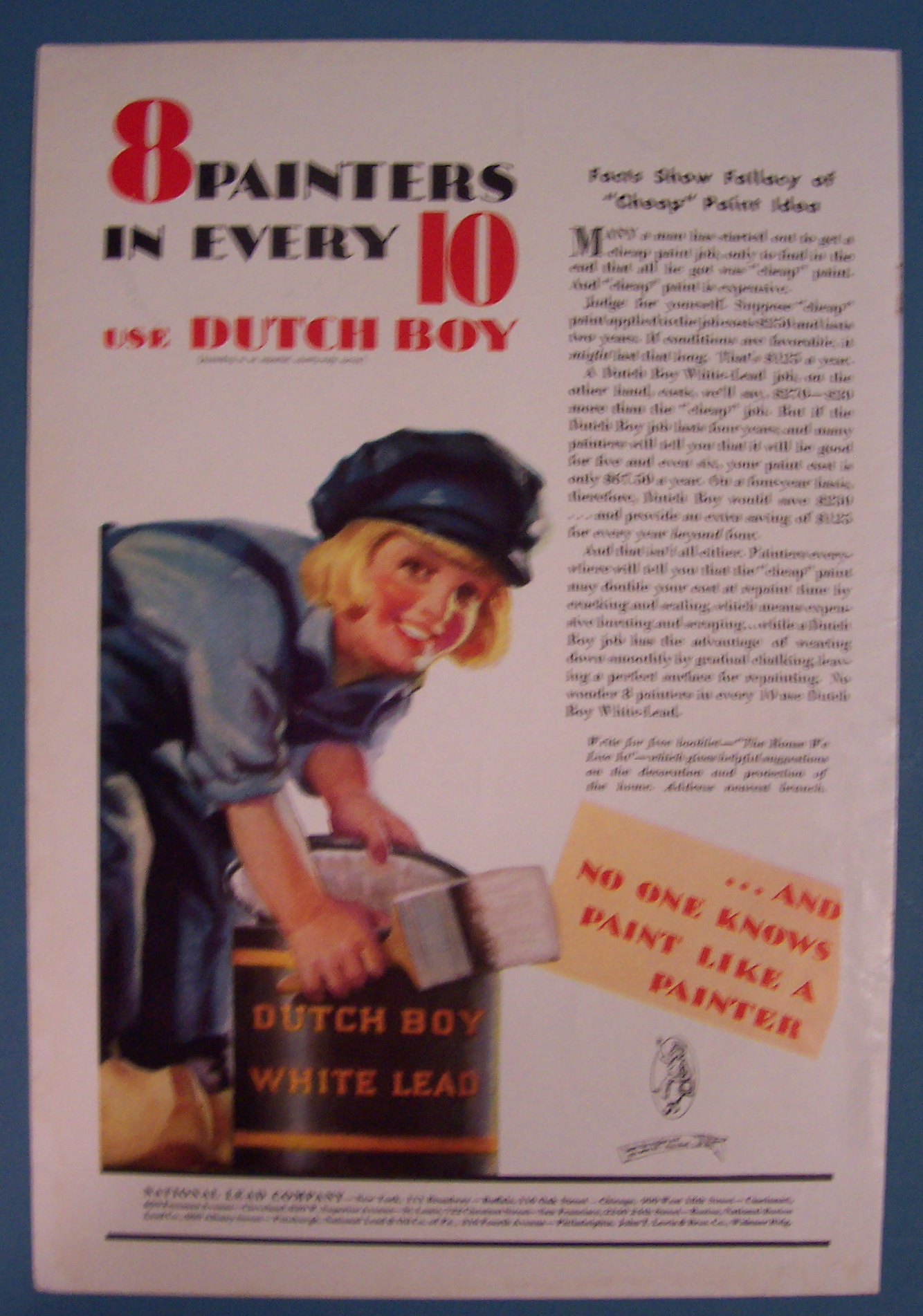 1931 Dutch Boy White Lead Paint w/Dutch Boy & Brush