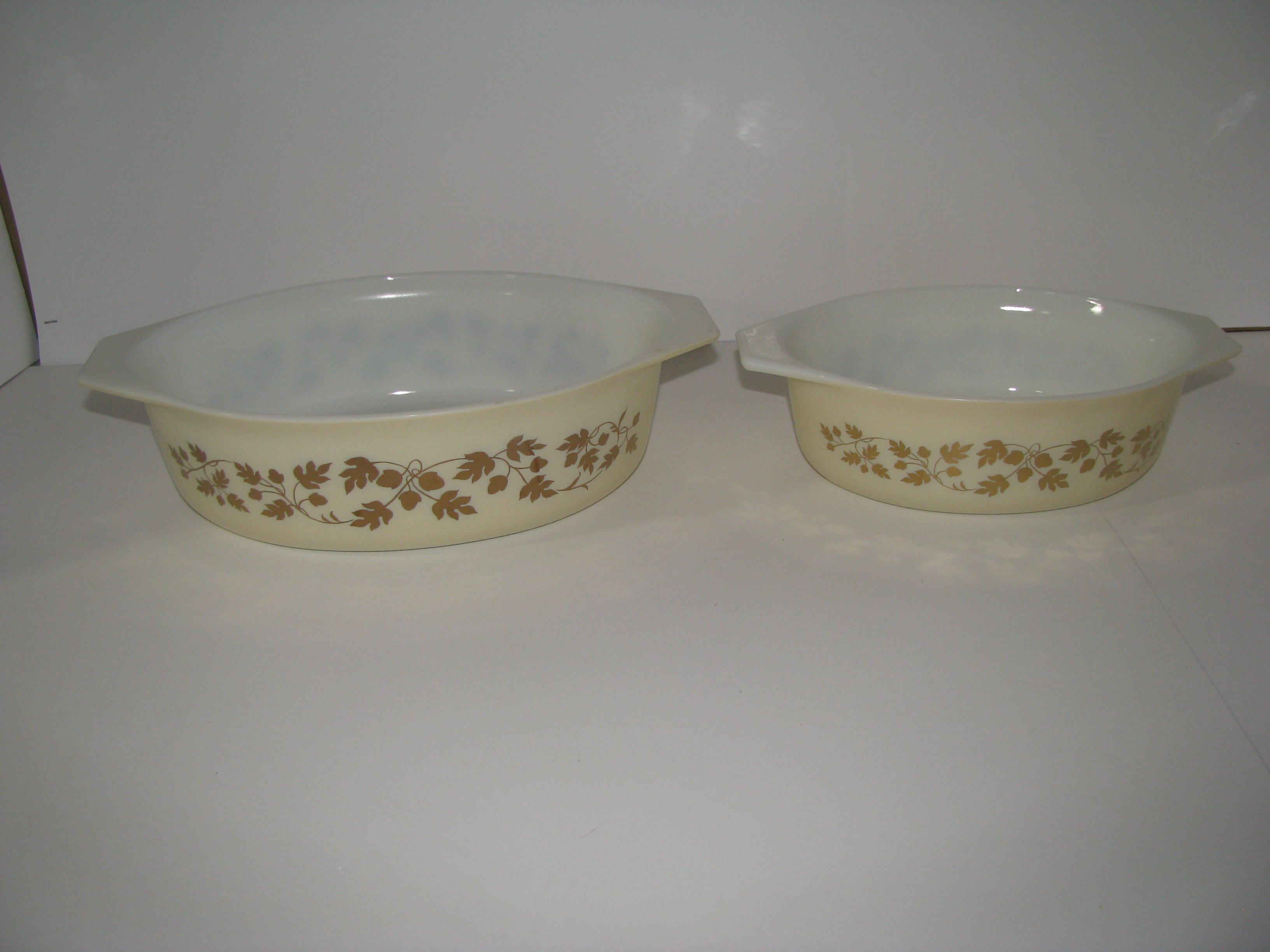 Vintage Pyrex Golden Acorn Casserole Dishes