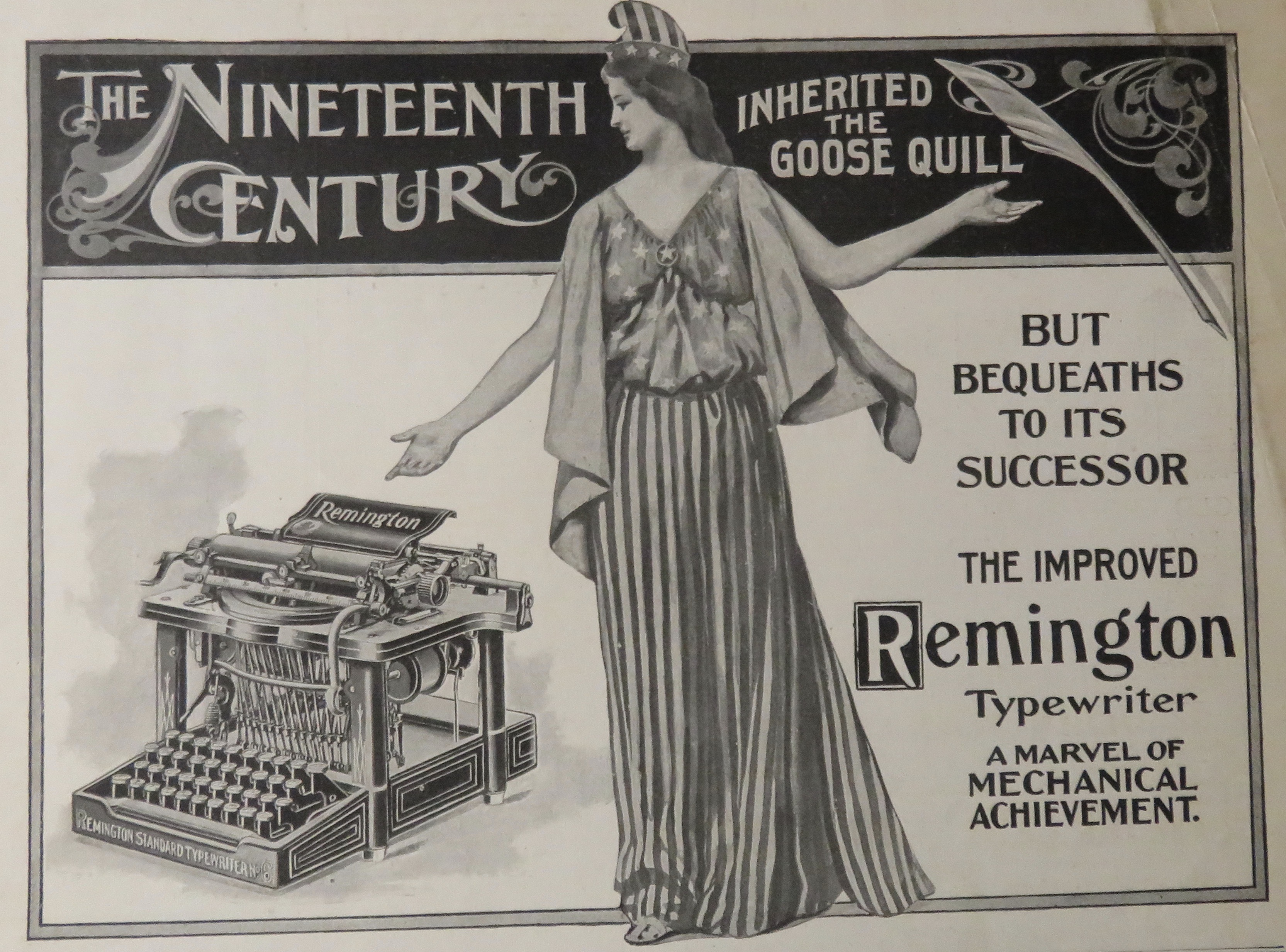 1900 Remington Typewriter with Woman & Typewriter