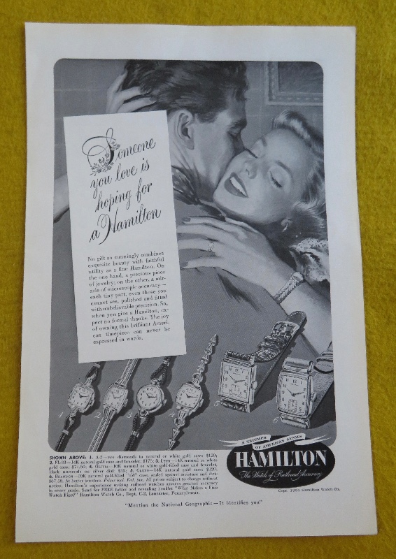 1950 Hamilton Watch With Man & Woman Hugging