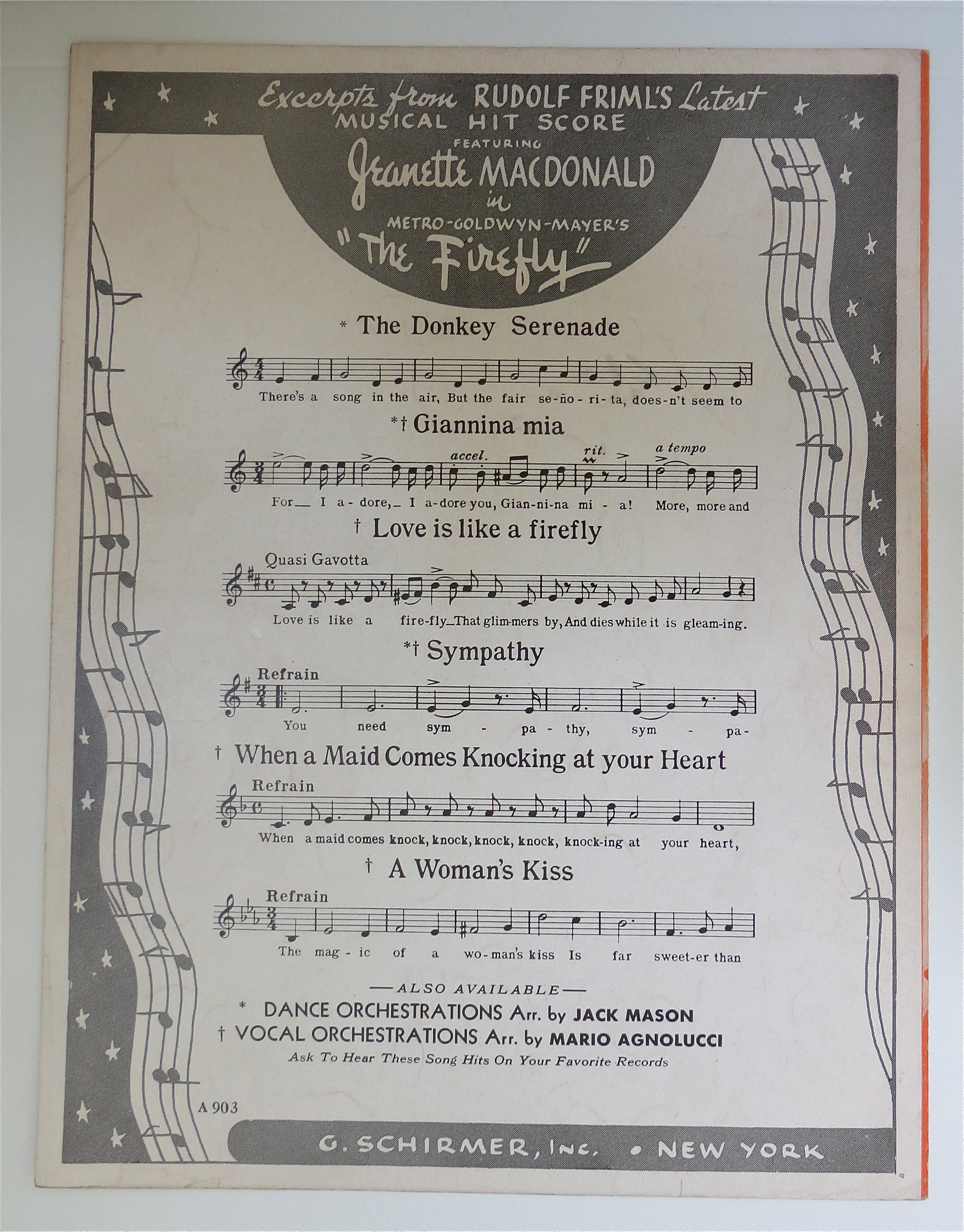 1940 Giannina Mia Sheet Music w/ Jeanette Macdonald