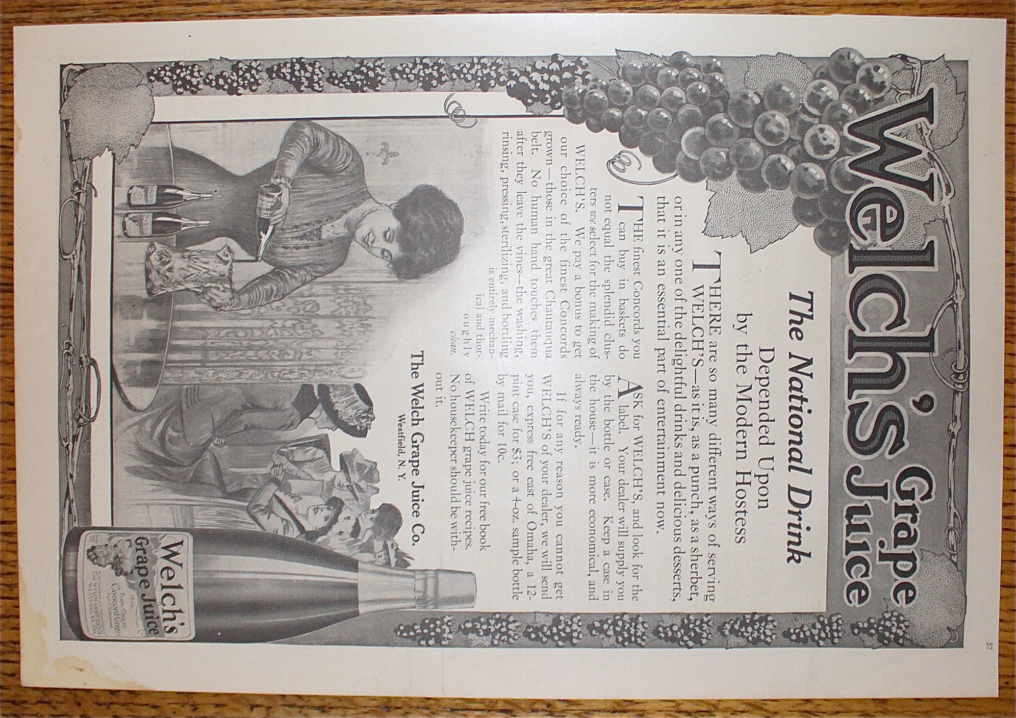 1911 Welch's Grape Juice with Woman Pouring Grape Juice