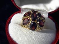 10K Yellow Gold Red Garnet Dome 7ct Ring