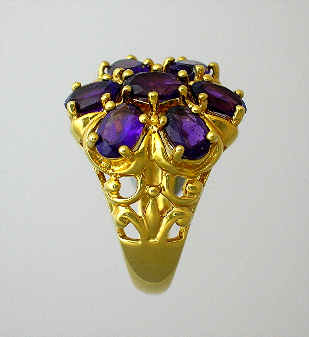 10K Yellow Gold Red Garnet Dome 7ct Ring
