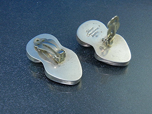 Silver Creations Onyx and Faux Pearl Clip Earrings
