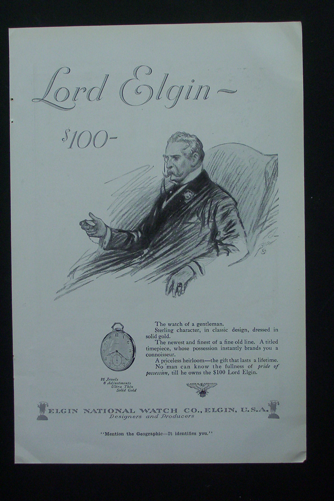 1917 Elgin National Watch Company with Man in a Chair