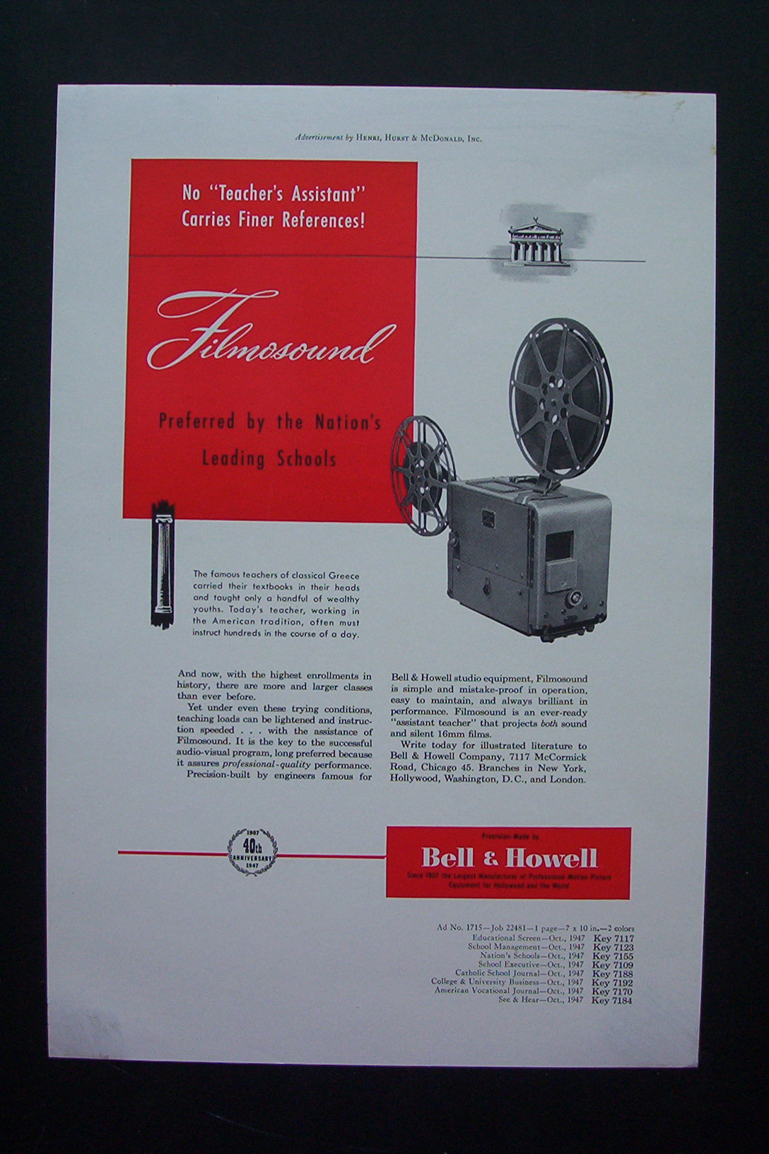 1947 Bell & Howell Magazine Proof with Projector