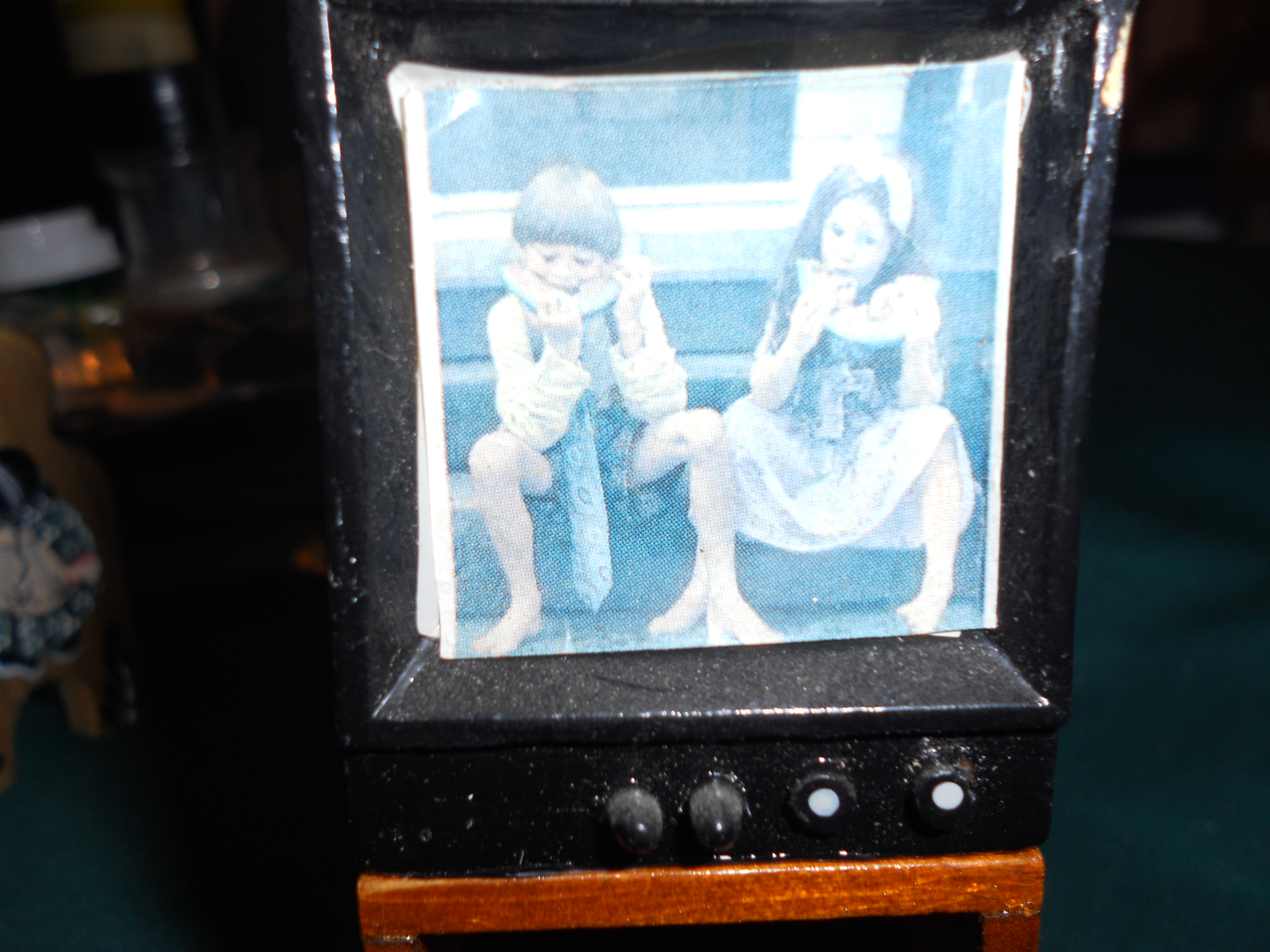 Dollhouse TV on Wood Bookcase