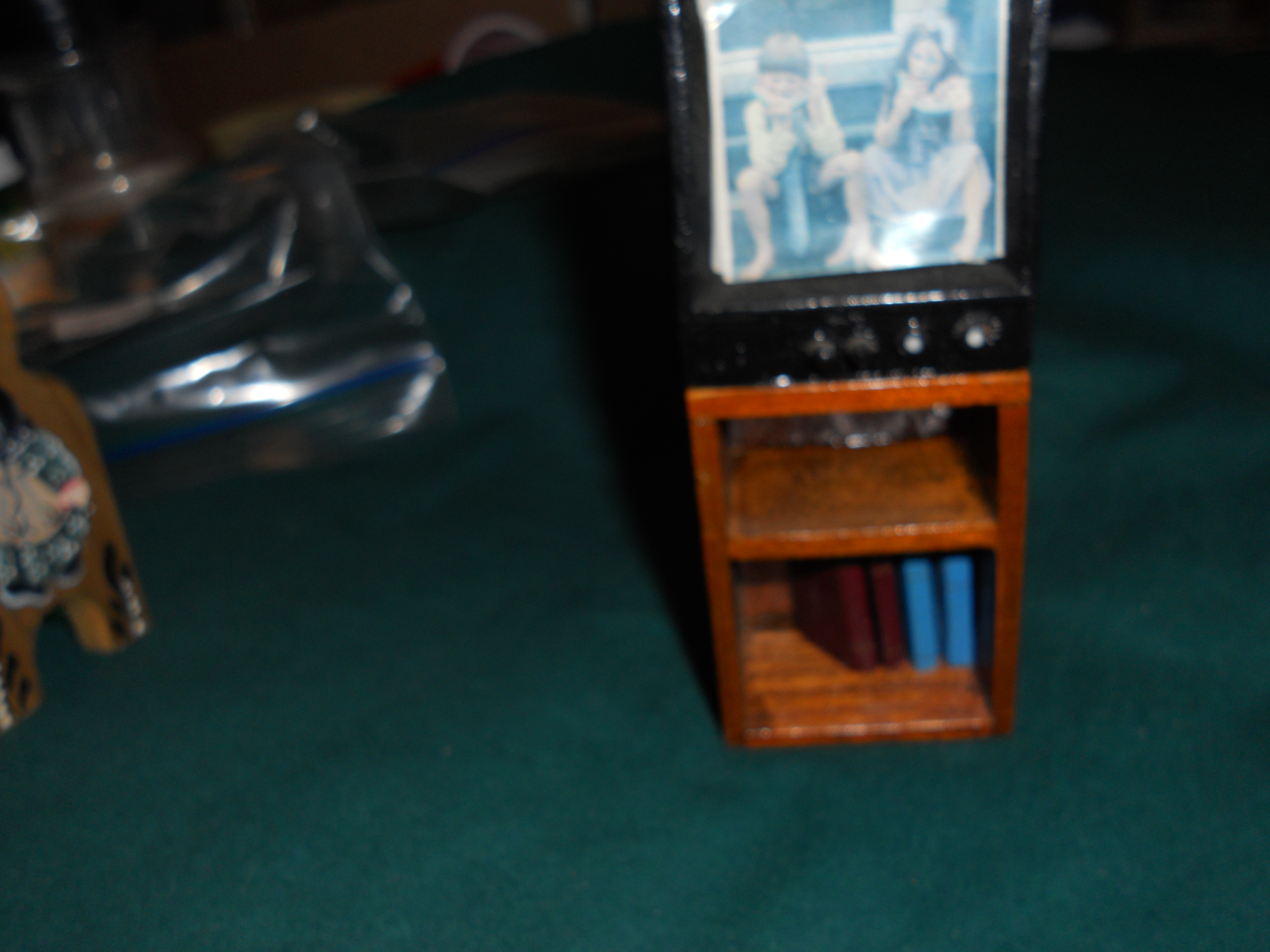 Dollhouse TV on Wood Bookcase