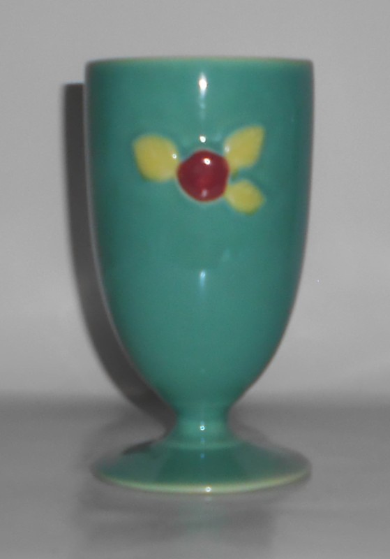 VINTAGE Coors Pottery Rosebud Rare Green Footed Tumbler #1