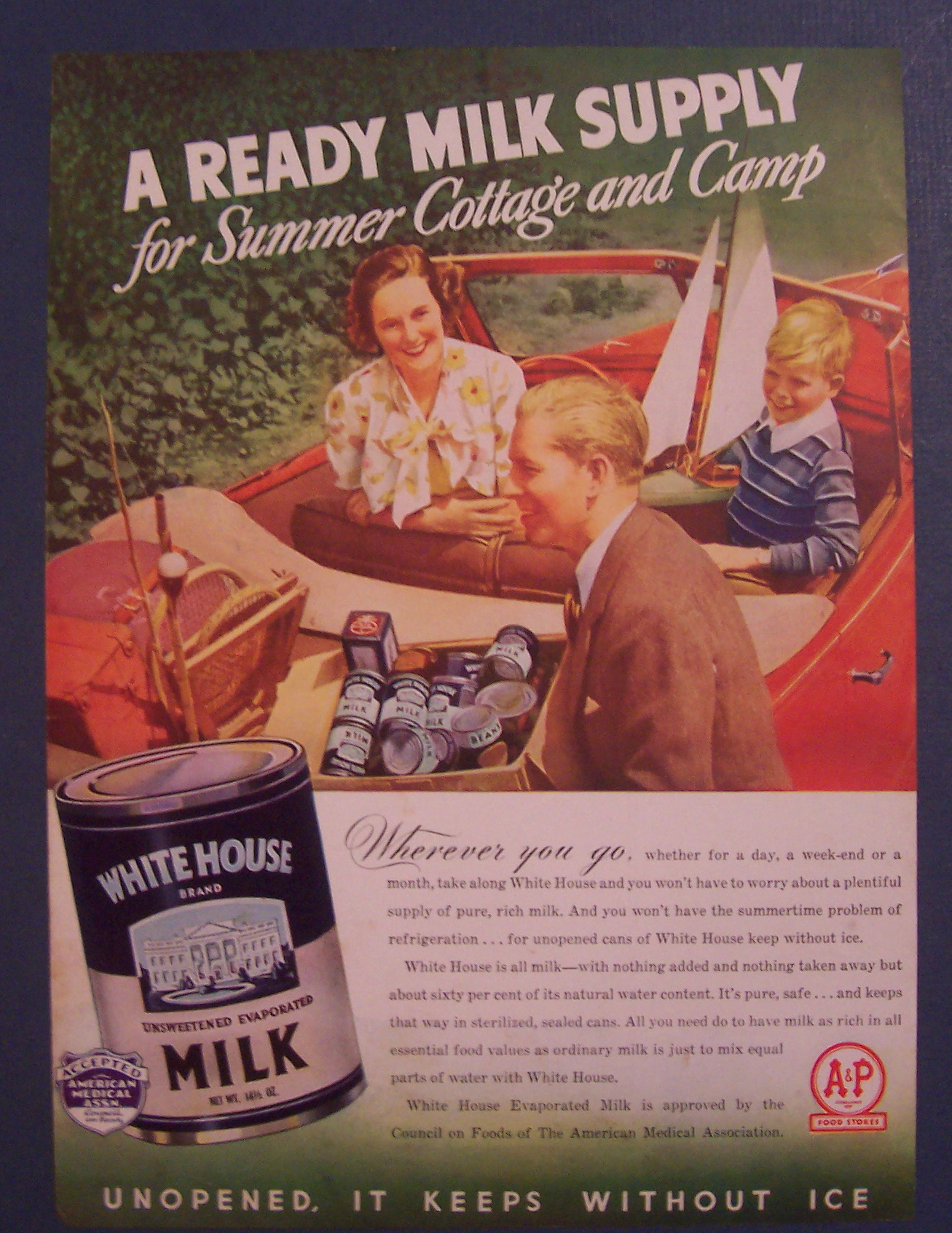 1938 White House Evaporated Milk w/Man & Box of Milk