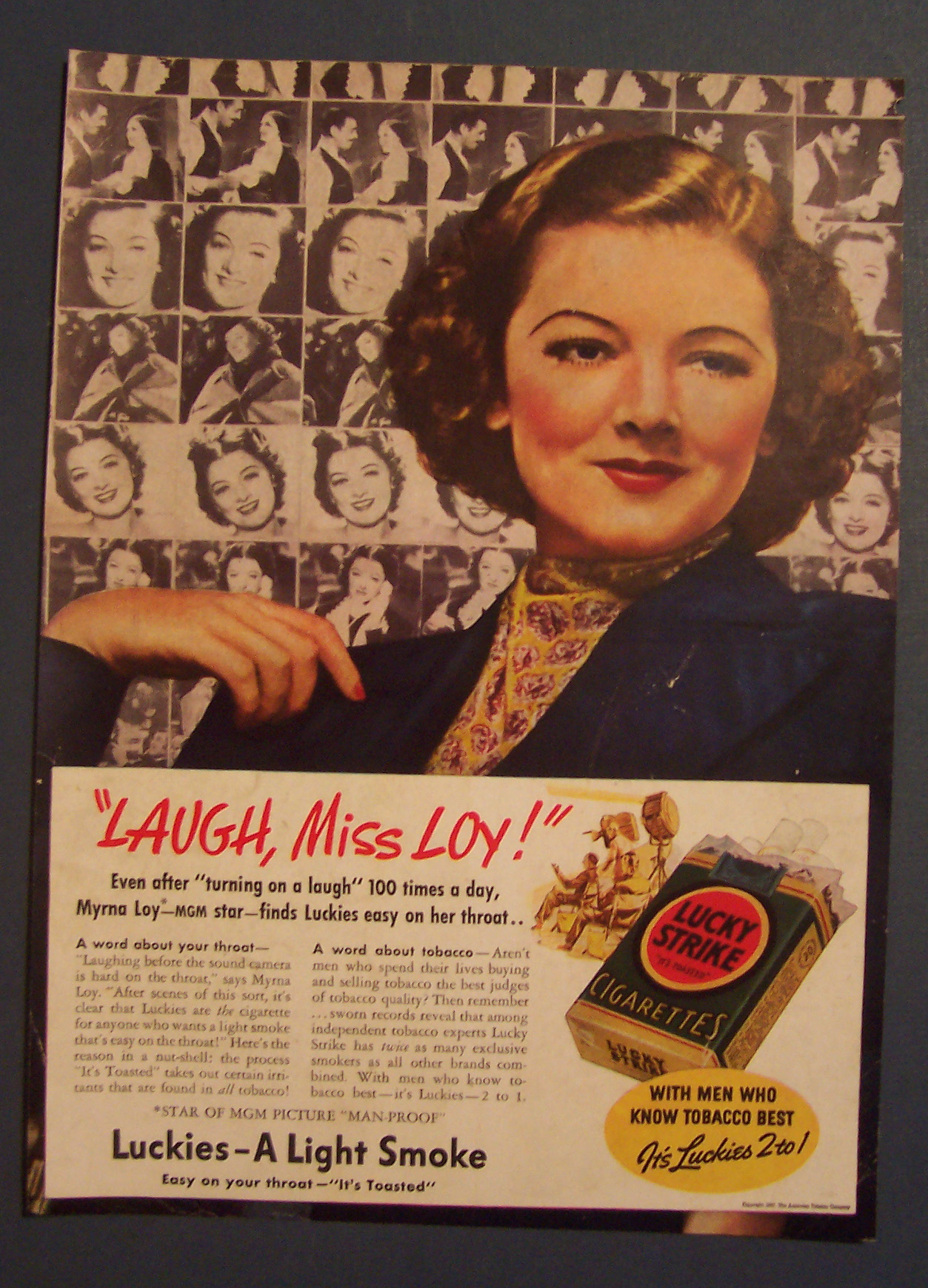 1938 Lucky Strike Cigarettes with MGM Star Myrna Loy