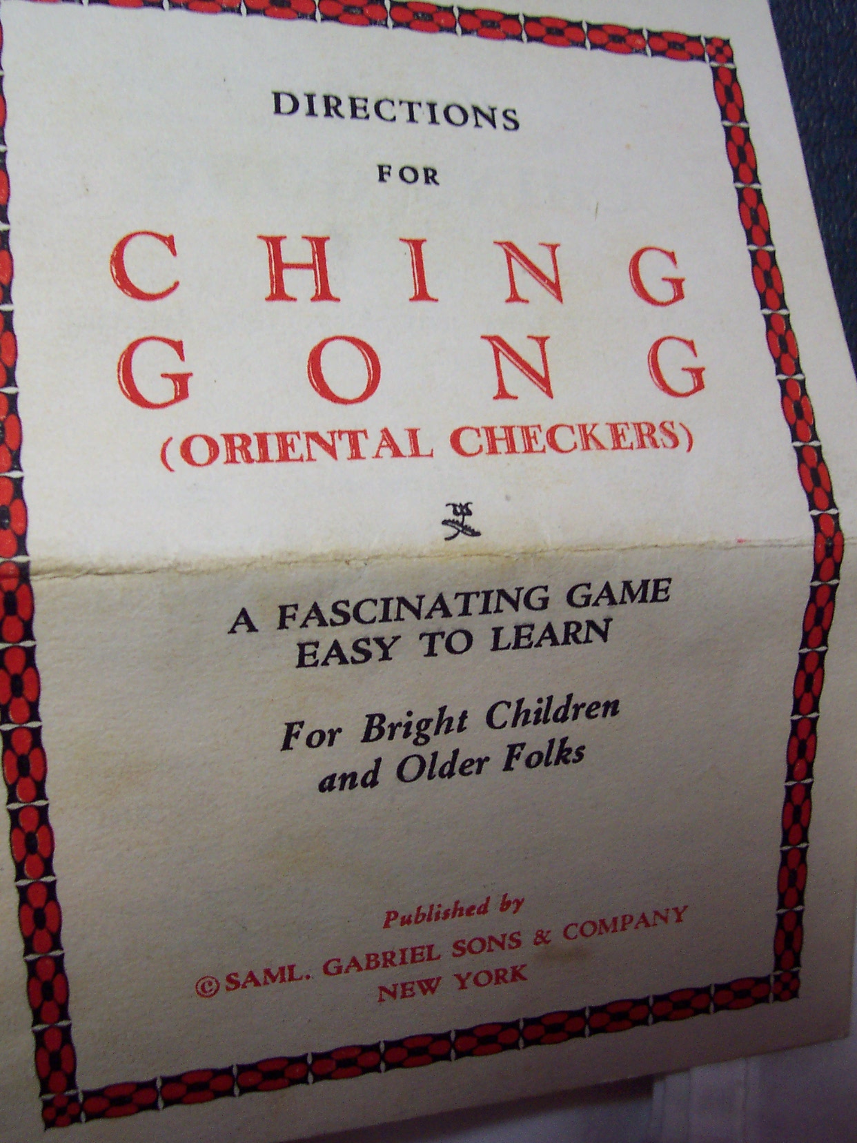 Ching Gong Oriental Checkers Game No 99