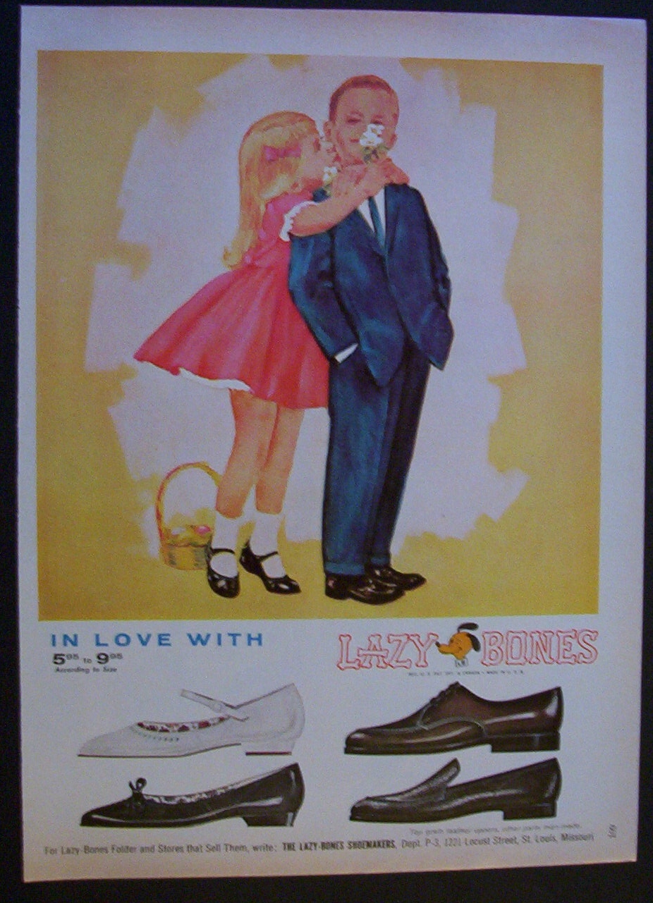 1964 Lazy Bones Shoemakers with Boy & Girl Hugging