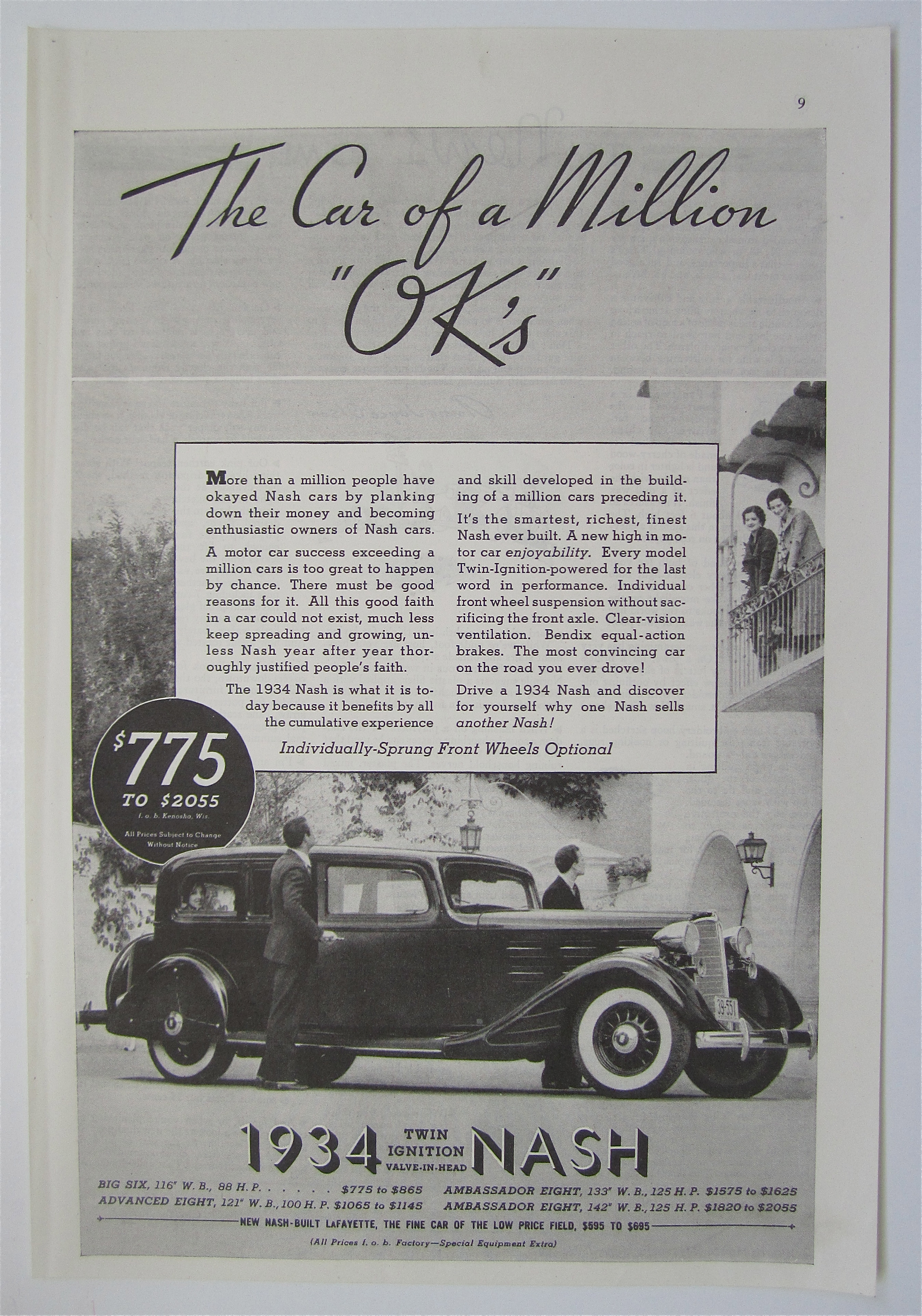 1934 Twin Ignition Nash with Women Looking At Car