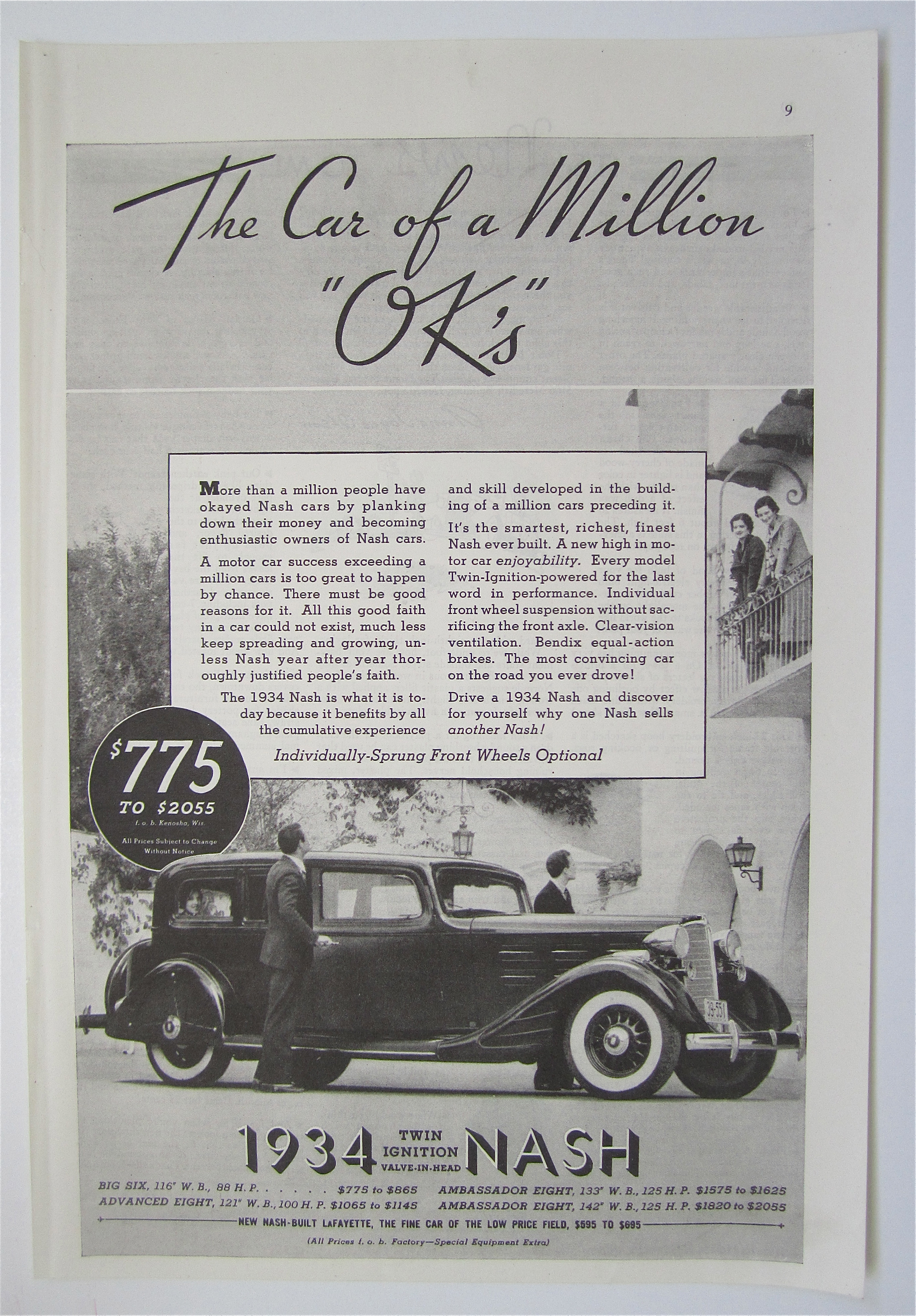 1934 Twin Ignition Nash with Women Looking At Car