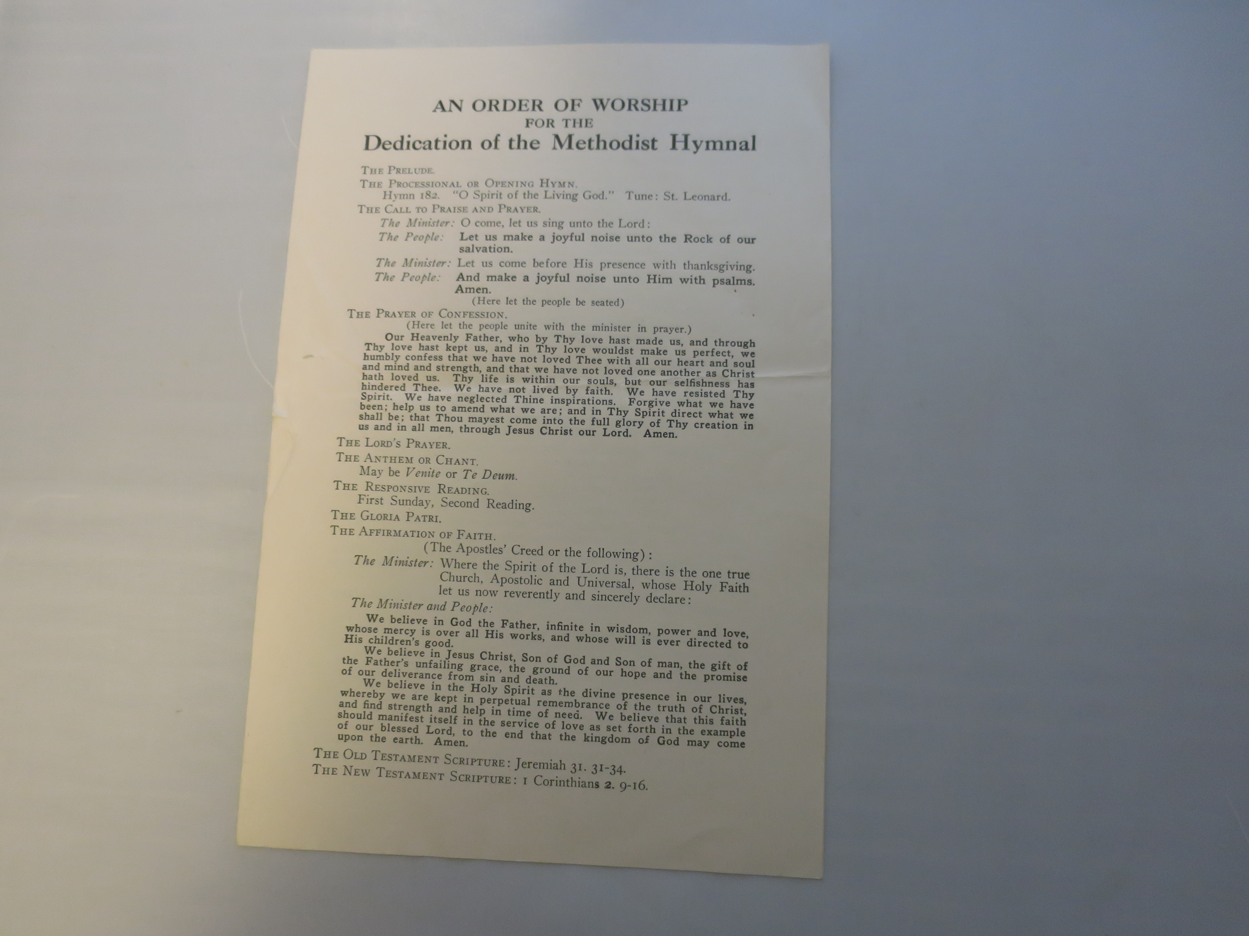An Order of Worship for the Dedication of the Methodist Hymnal