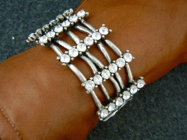 Costume  Rhinestone Hinged Bracelet