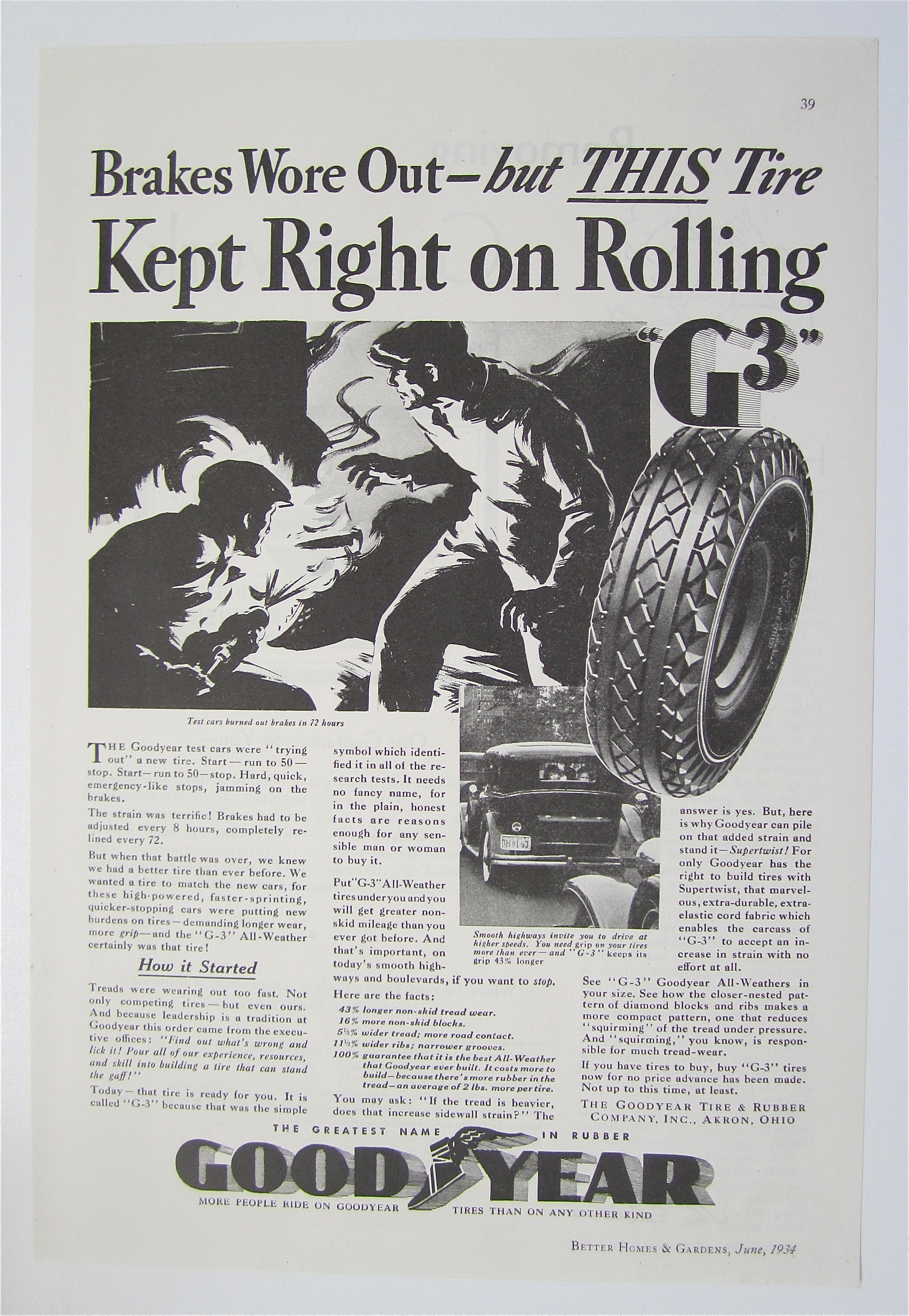 1934 Goodyear Tires with Brakes Wore Out