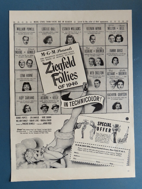 1946 Ziegfeld Follies Of 1946 With Many Stars Such As Powell, Ball, Williams, Garland, Astaire & More