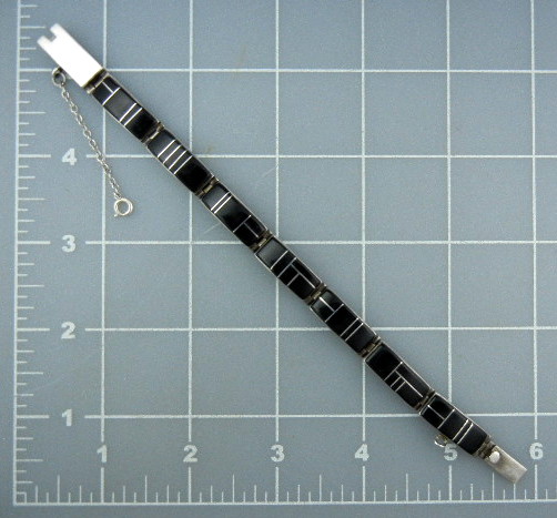 Touch Of Santa Fe Sterling Silver Onyx Inlay Bracelet