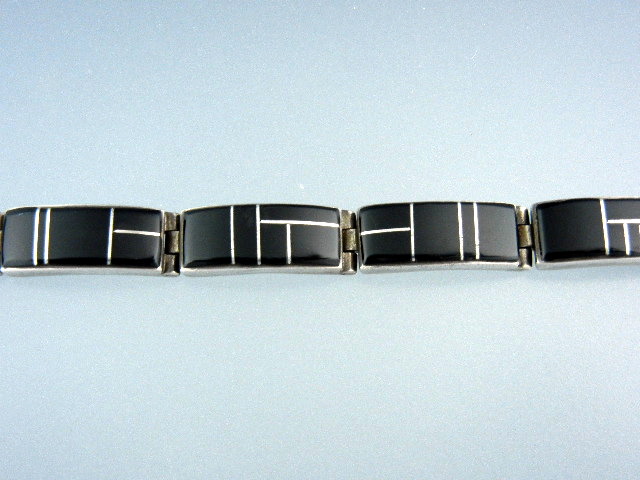 Touch Of Santa Fe Sterling Silver Onyx Inlay Bracelet
