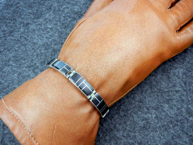 Touch Of Santa Fe Sterling Silver Onyx Inlay Bracelet