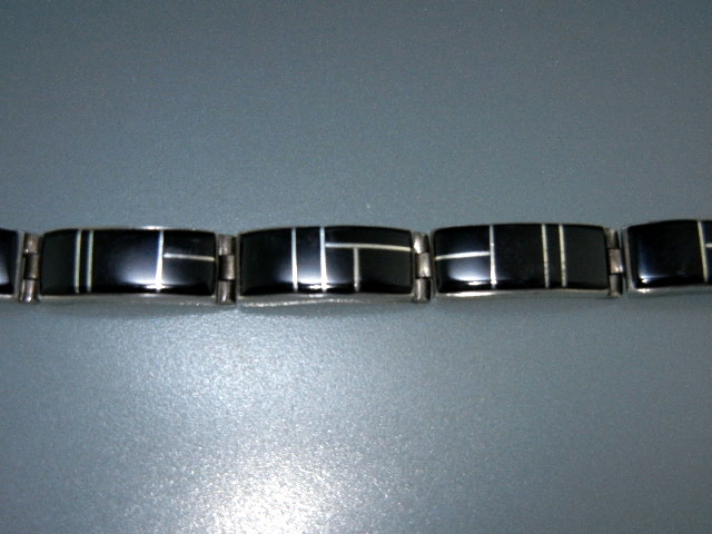 Touch Of Santa Fe Sterling Silver Onyx Inlay Bracelet