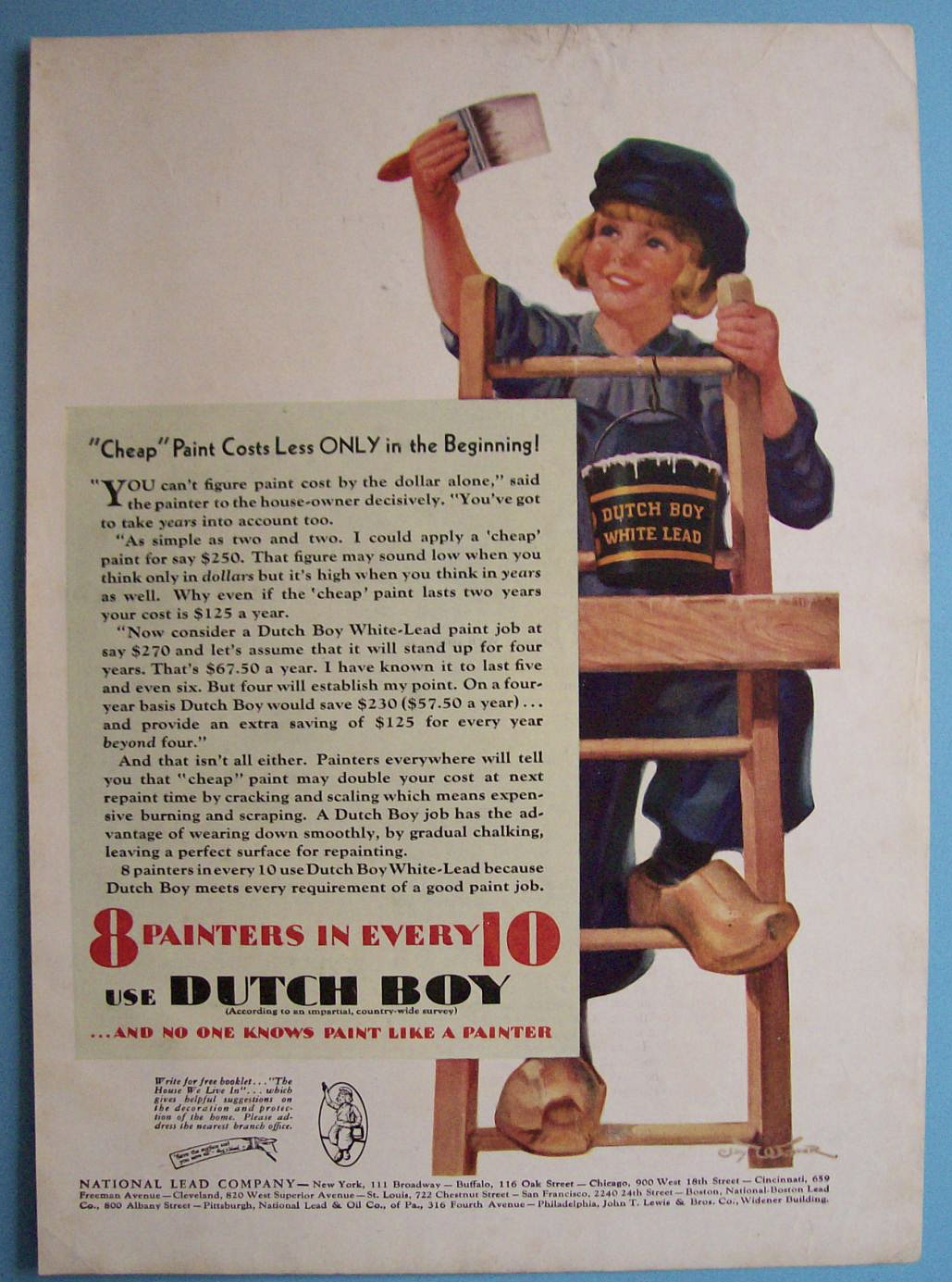 1931 Dutch Boy White Lead Paint w/Dutch Boy on Ladder