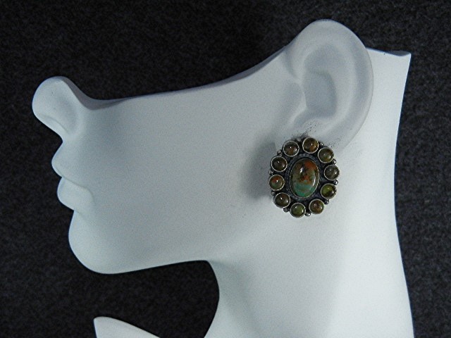 Kirk Smith RIP Sterling Silver Turquoise Clip Earrings