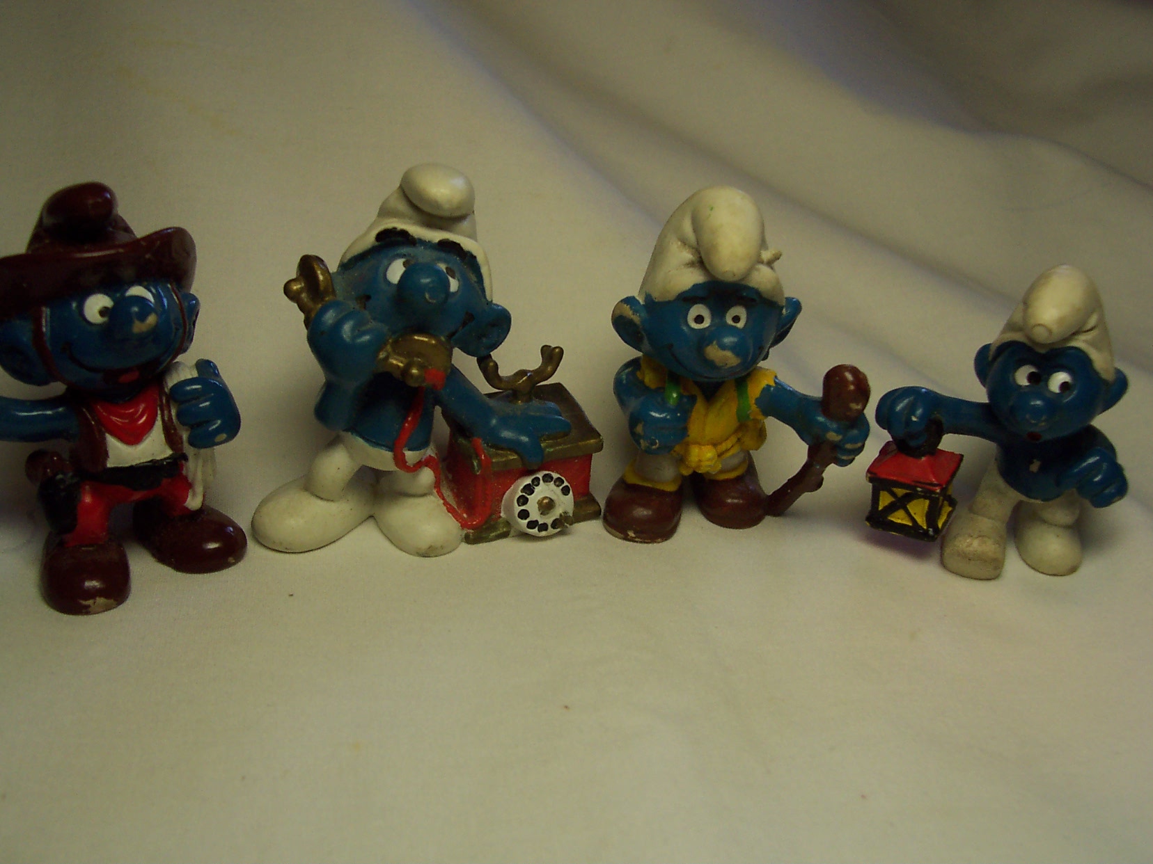 Smurf Figure Lot of 4 Cowboy Hiker Telephone