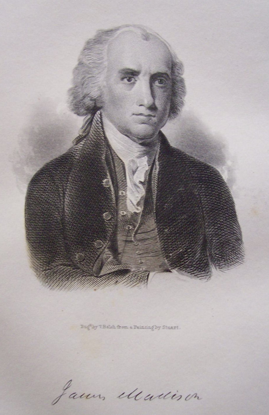 Founding Father President James Madison 1849 Engraving