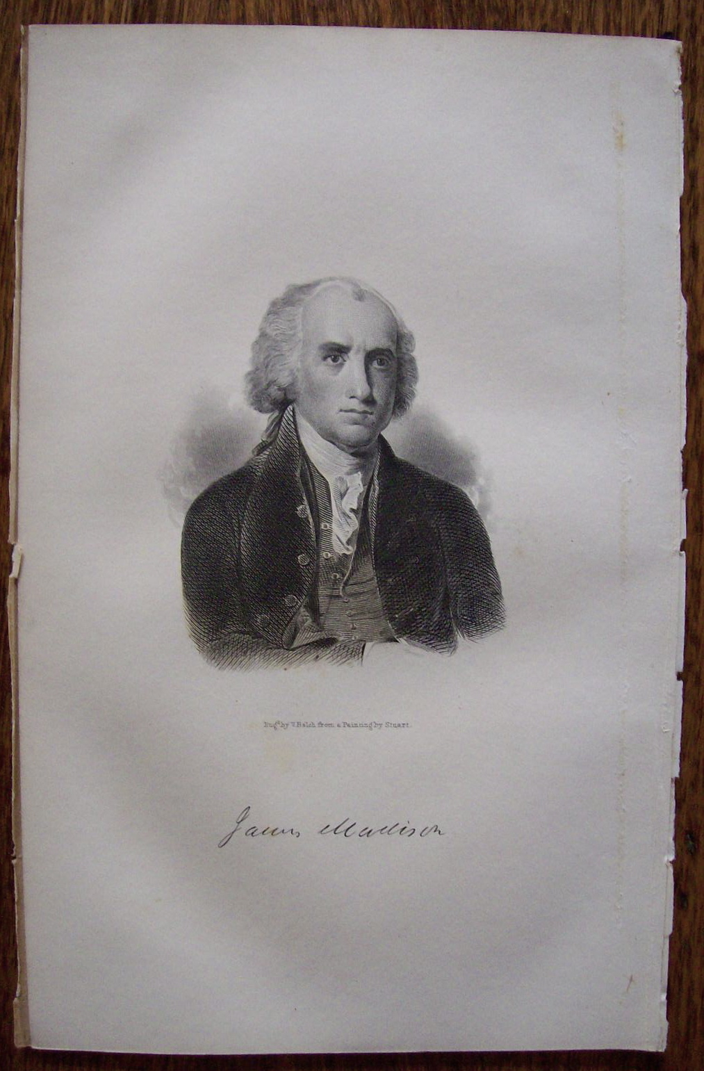 Founding Father President James Madison 1849 Engraving