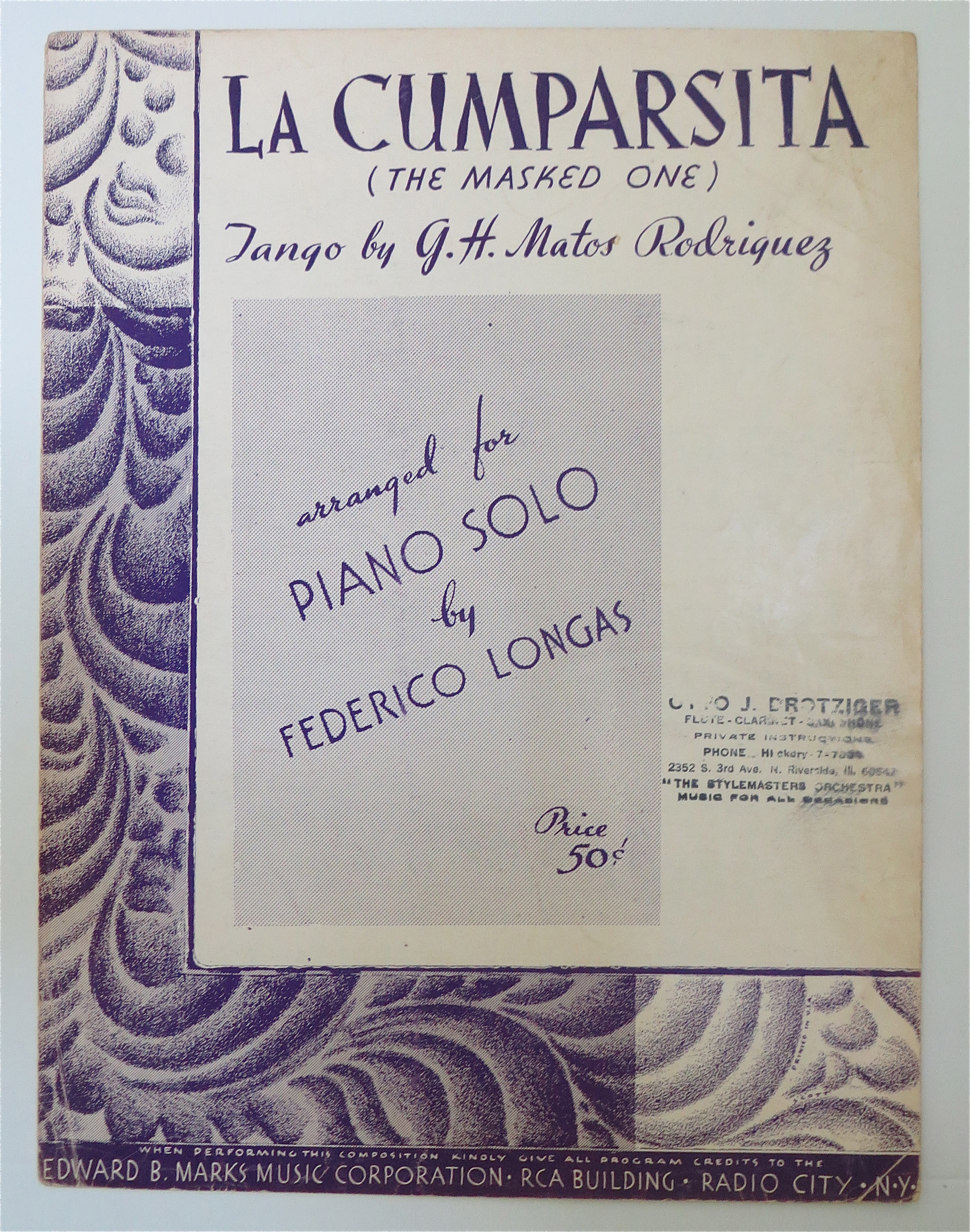 1938 La Cumparsita (The Masked One) Sheet Music